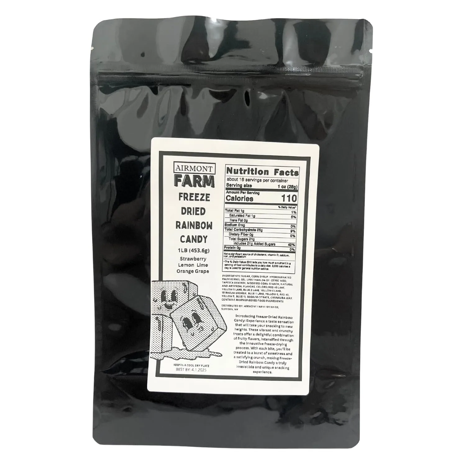 Freeze Dried Candy Rainbow Candy 1lb (16oz) - Ships In Box - Deliciously Crunchy, Intense Flavor, Lightweight Snack - Resealable Bag (Original 1lb)