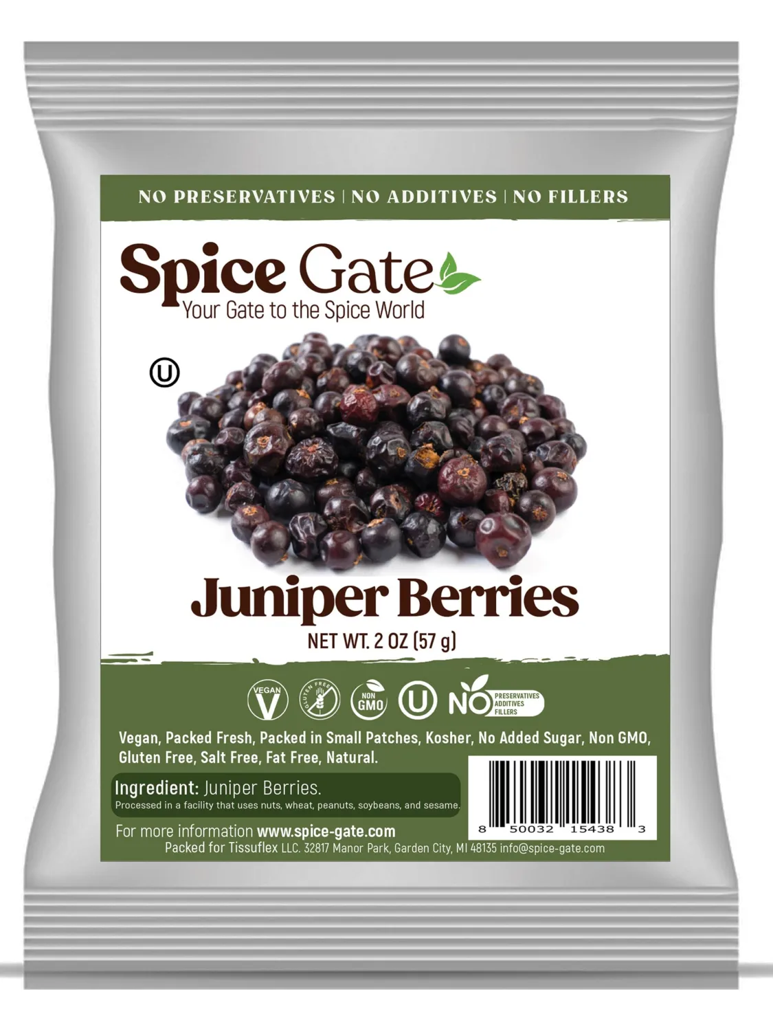 Spice Gate Juniper Berries - Whole Berries (2 oz) ideal for meat, turkey, cooking, soups, tea