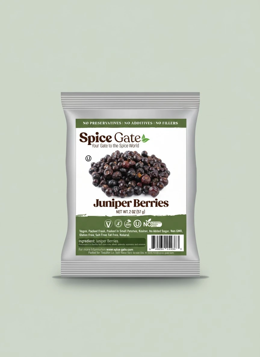 Spice Gate Juniper Berries - Whole Berries (2 oz) ideal for meat, turkey, cooking, soups, tea