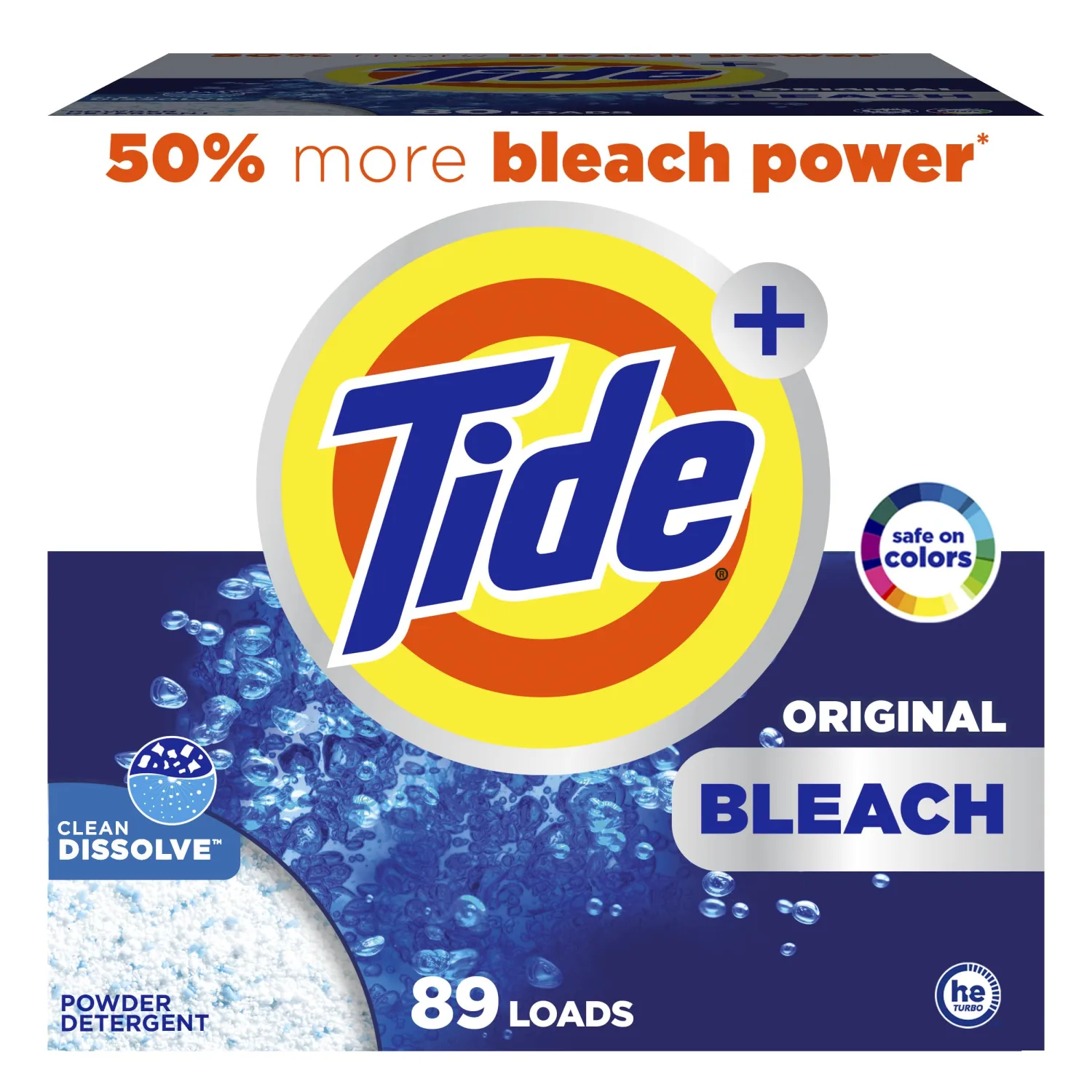 Tide Powder Laundry Detergent with Bleach Alternative, Original Scent, 89 Loads, 129 oz