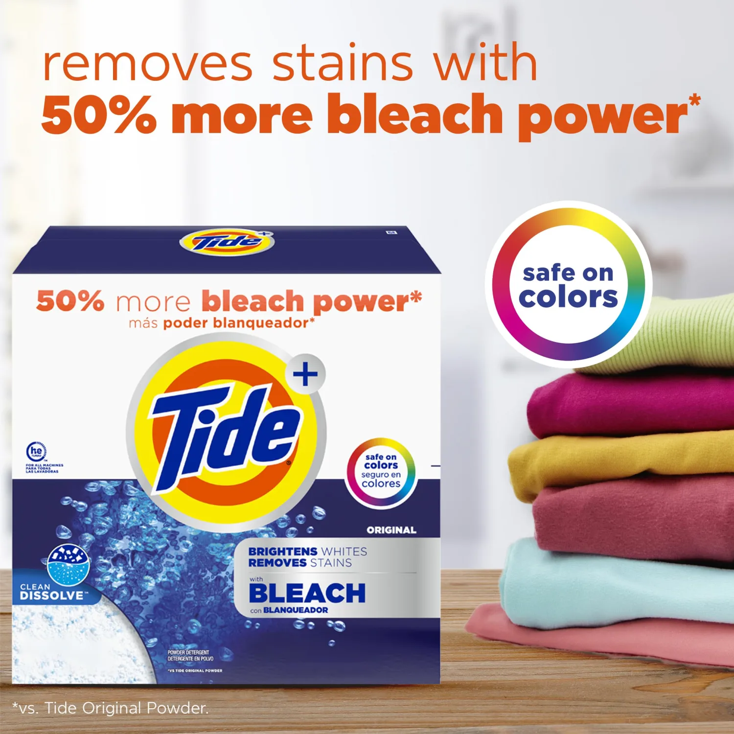 Tide Powder Laundry Detergent with Bleach Alternative, Original Scent, 89 Loads, 129 oz