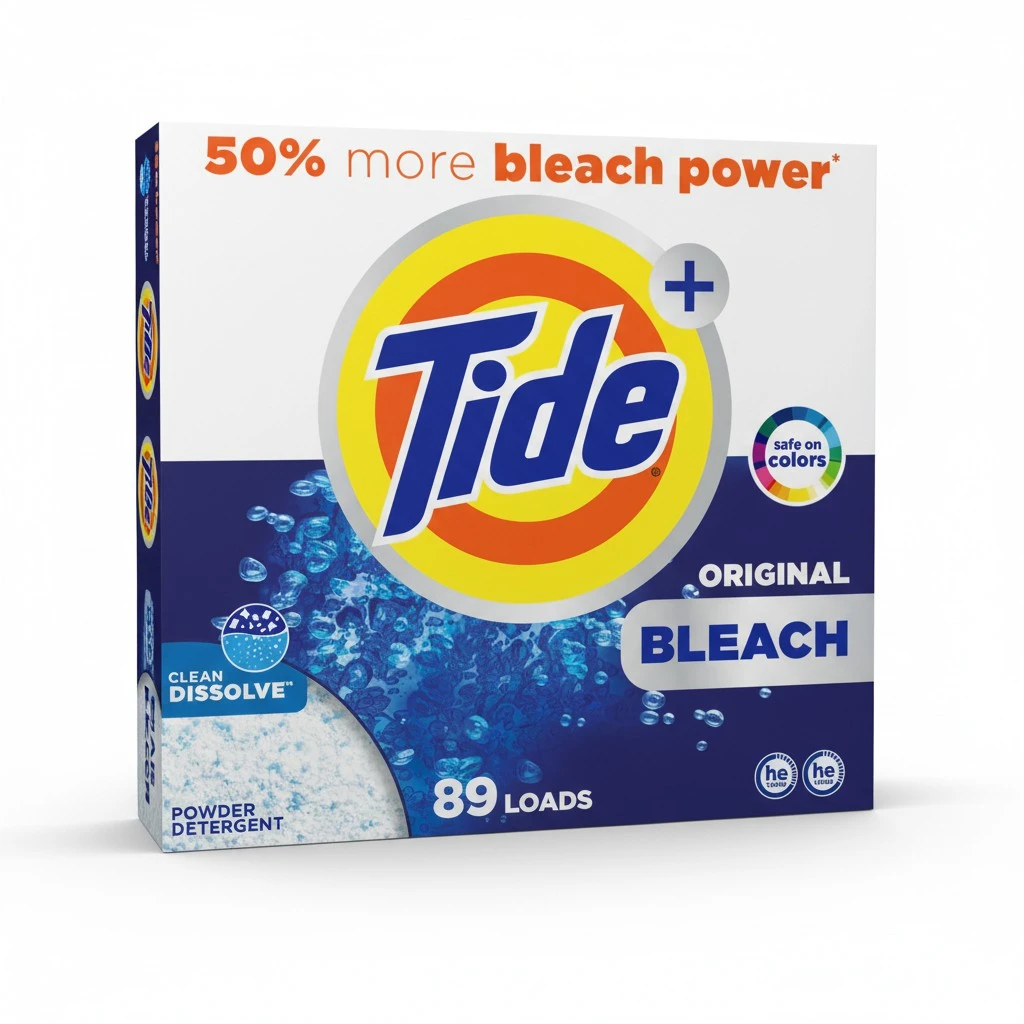 Tide Powder Laundry Detergent with Bleach Alternative, Original Scent, 89 Loads, 129 oz
