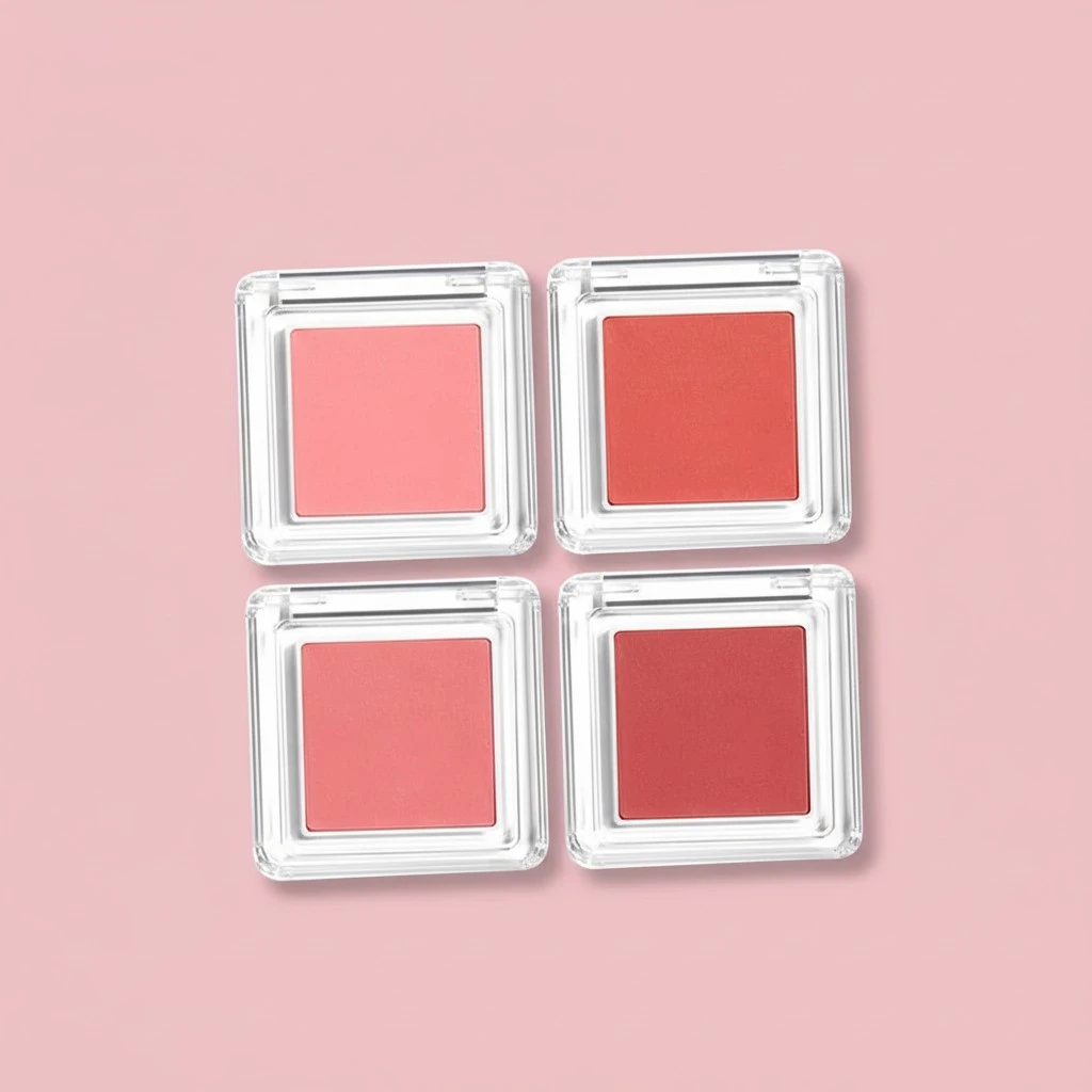 Blush for Cheeks Professional Makeup Palette, Comes with 4 Separate Powder Palette,Blendable and Fade-Resistant for Eyes,Lips & Cheeks Long-Wear Matte Finish,Color-Coral Nude Pink Red Comes with Brush