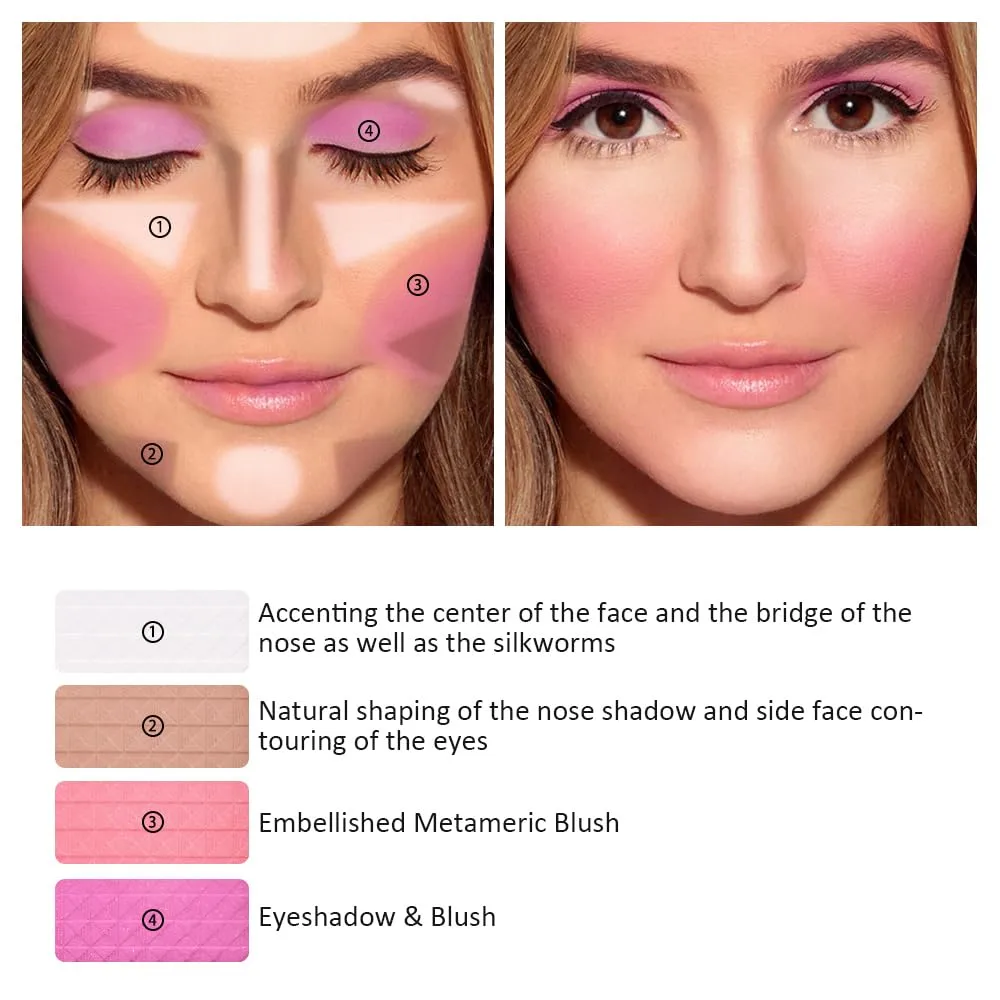 4-Color Contour Makeup Palette, Blush Highlighter Bronzer Powder Kit, Face Cosmetics Gift Set (01#, 1 Count (Pack of 1))
