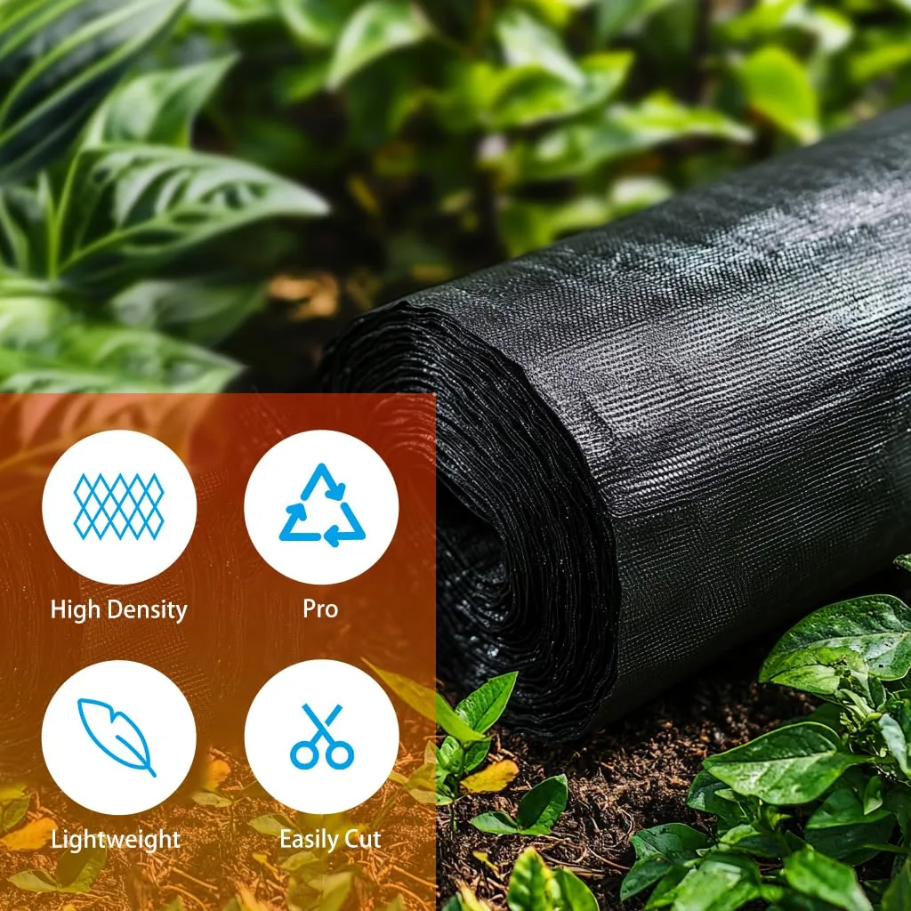 2.4oz-1.4FTx100FT Weed Barrier Landscape Fabric - Durable Weed Block Gardening Ground Cover Mat, Woven Geotextile Fabric for Underlayment, Commercial Driveway Stabilization, Weed Control Cloth