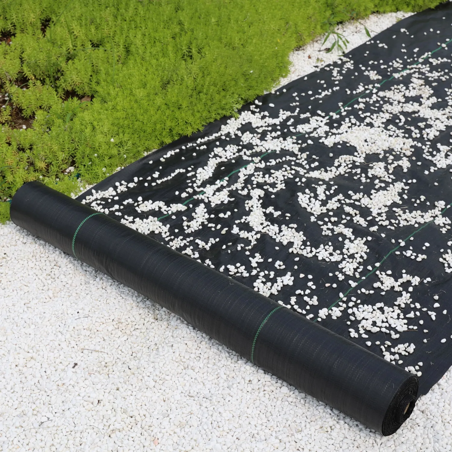 2.4oz-1.4FTx100FT Weed Barrier Landscape Fabric - Durable Weed Block Gardening Ground Cover Mat, Woven Geotextile Fabric for Underlayment, Commercial Driveway Stabilization, Weed Control Cloth