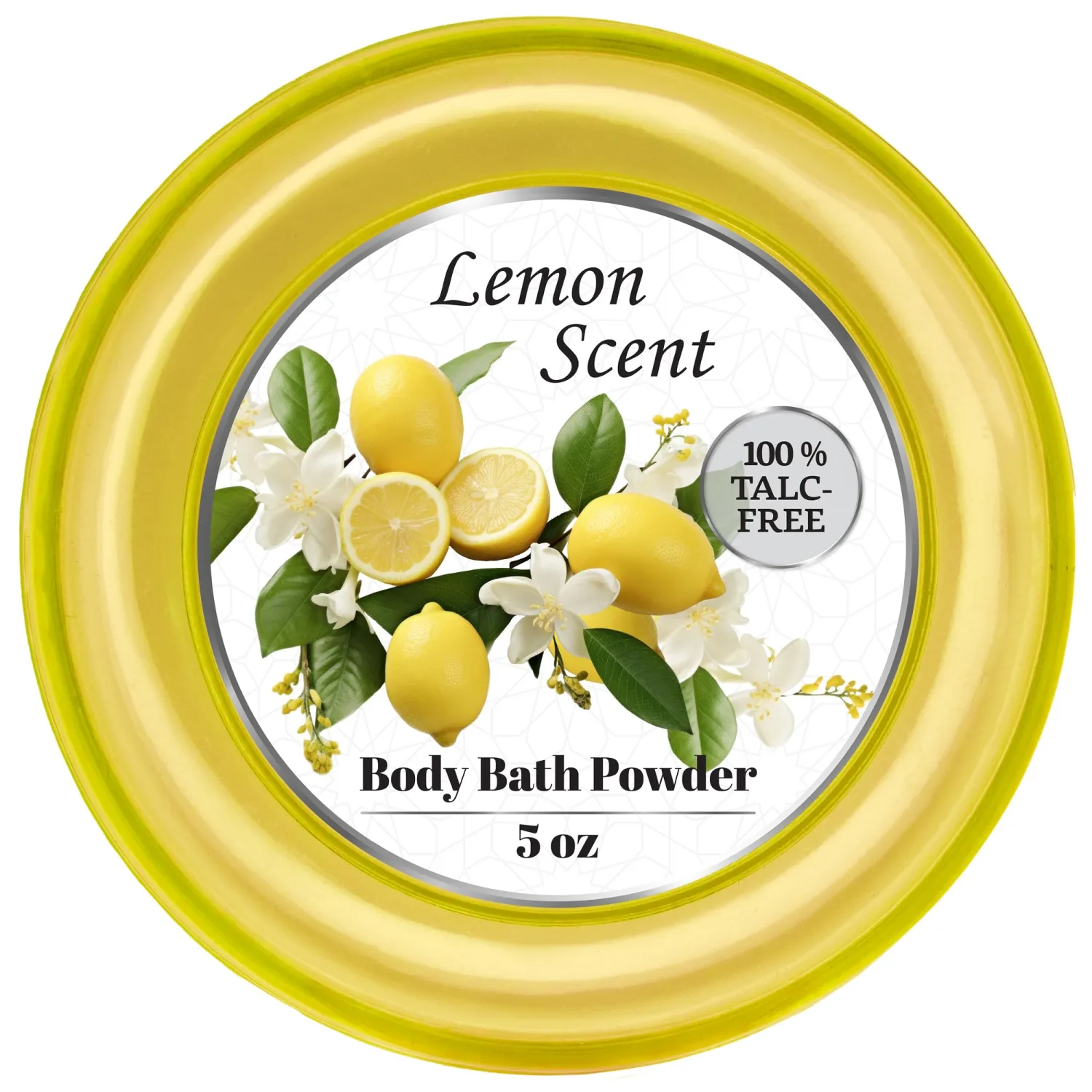 R-NEU Body Powder for Women with Powder Puff, 100% Talc-Free, Luminous Lemon Scented Dusting Powder, After Bath for Soft Skin, Extra Large, 1 Pack (5oz)