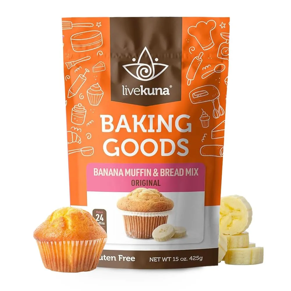 LiveKuna - Banana Bread Mix, Banana Muffin Baking Mix, Banana Flavoured Muffin Mixes for Baking, Great for Any Muffin & Banana Bread Recipe, Versatile Banana Muffin Mix
