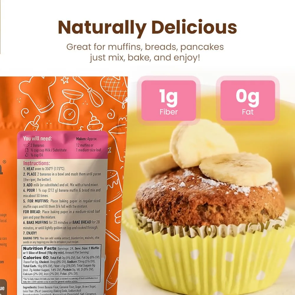 LiveKuna - Banana Bread Mix, Banana Muffin Baking Mix, Banana Flavoured Muffin Mixes for Baking, Great for Any Muffin & Banana Bread Recipe, Versatile Banana Muffin Mix