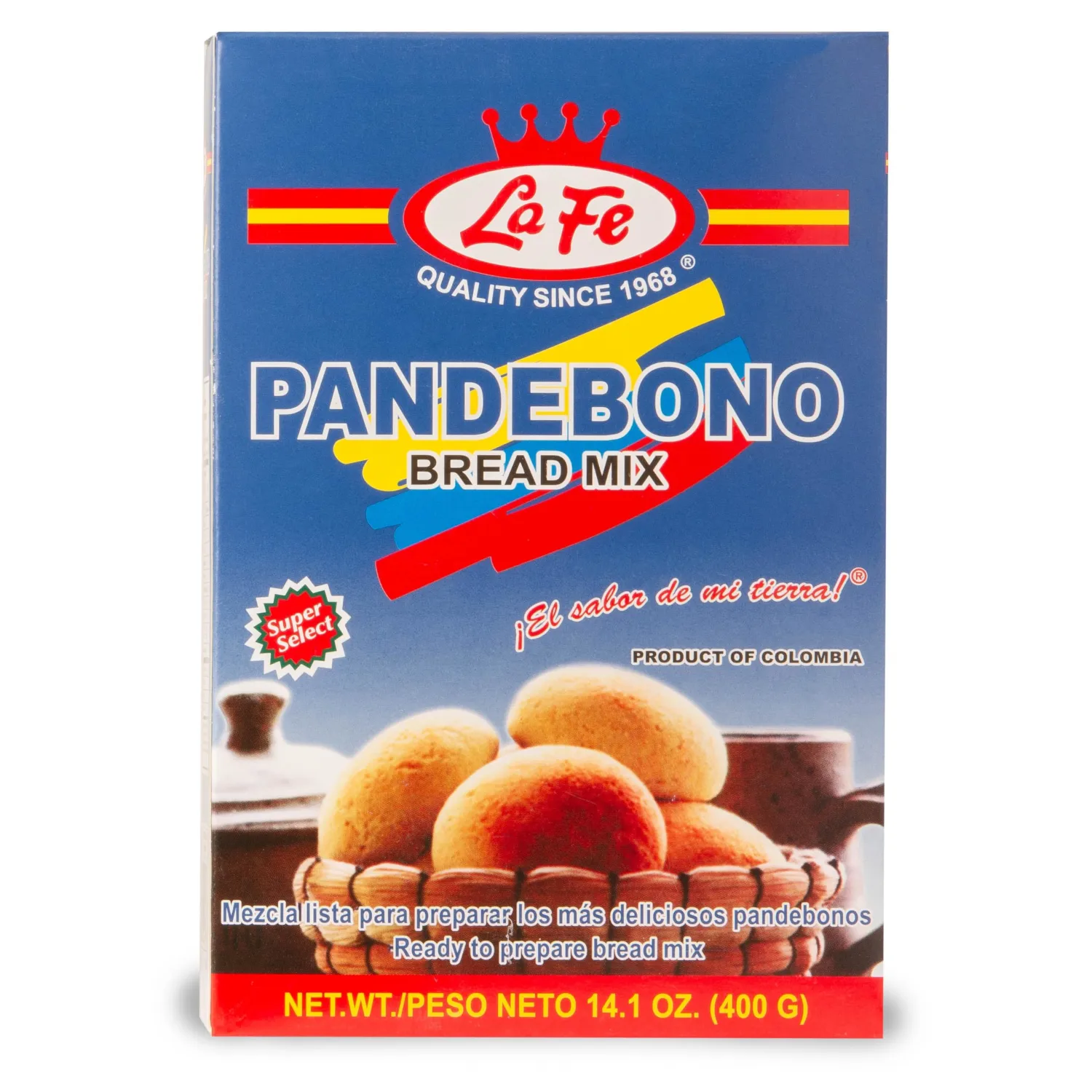 La Fe Pan de Bono Bread Mix 14oz - Colombian Cheese Bread Mix from Cassava Flour & Corn Meal - Corn & Harina de Yuca Mix - Buñuelos Colombianos