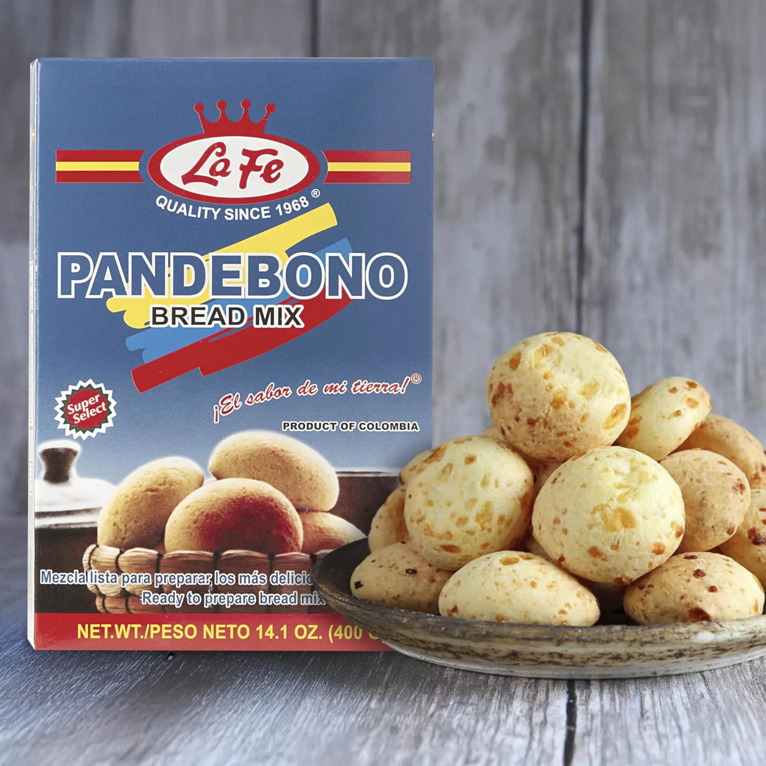 La Fe Pan de Bono Bread Mix 14oz - Colombian Cheese Bread Mix from Cassava Flour & Corn Meal - Corn & Harina de Yuca Mix - Buñuelos Colombianos