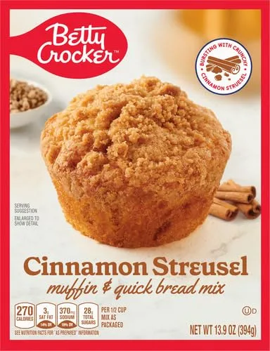 Betty Crocker Cinnamon Streusel Muffin and Quick Bread Mix, 13.9 oz.