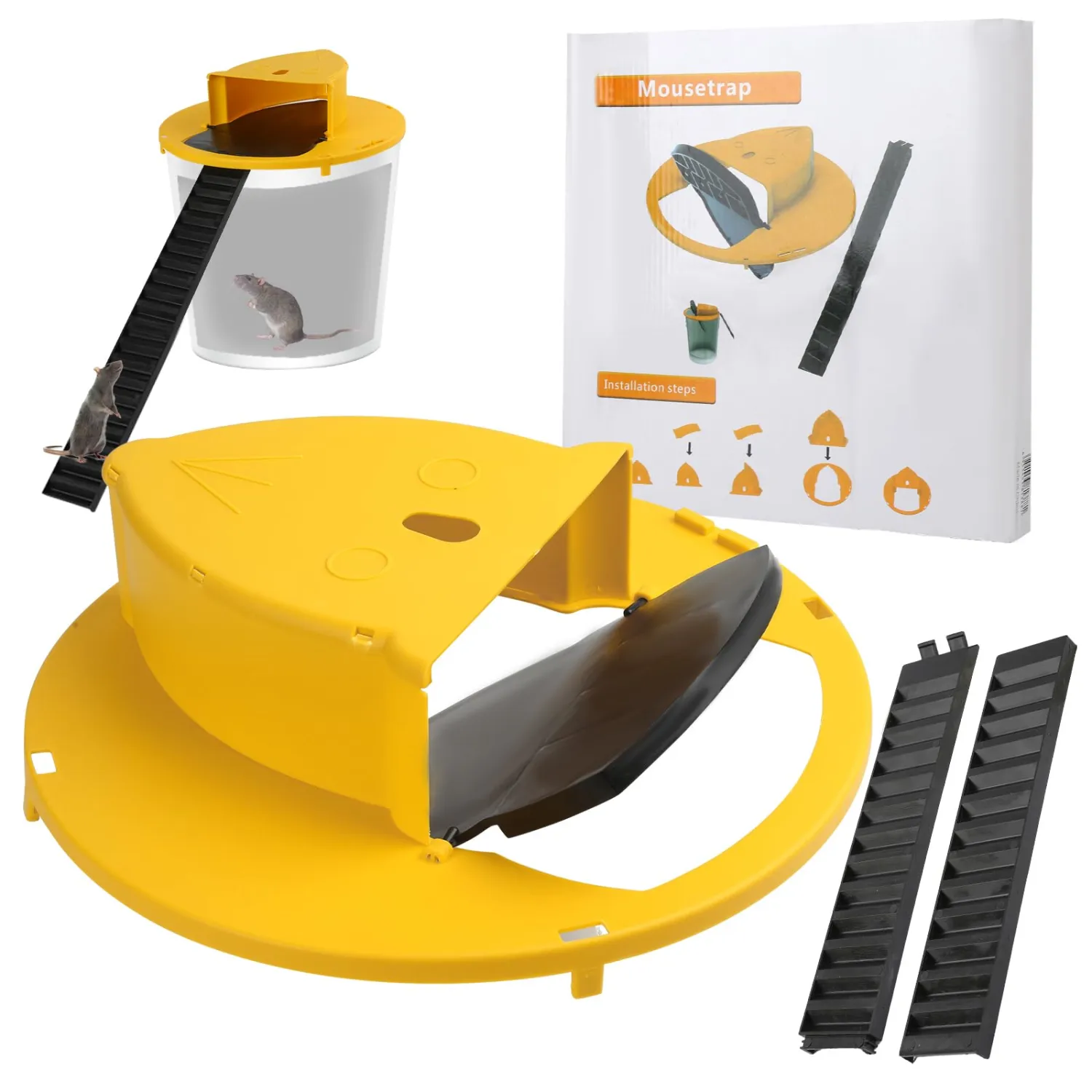 Mouse Trap Bucket Flip Lid Indoor Outdoor,Humane,Auto Reset 5 Gallon Bucket Compatible