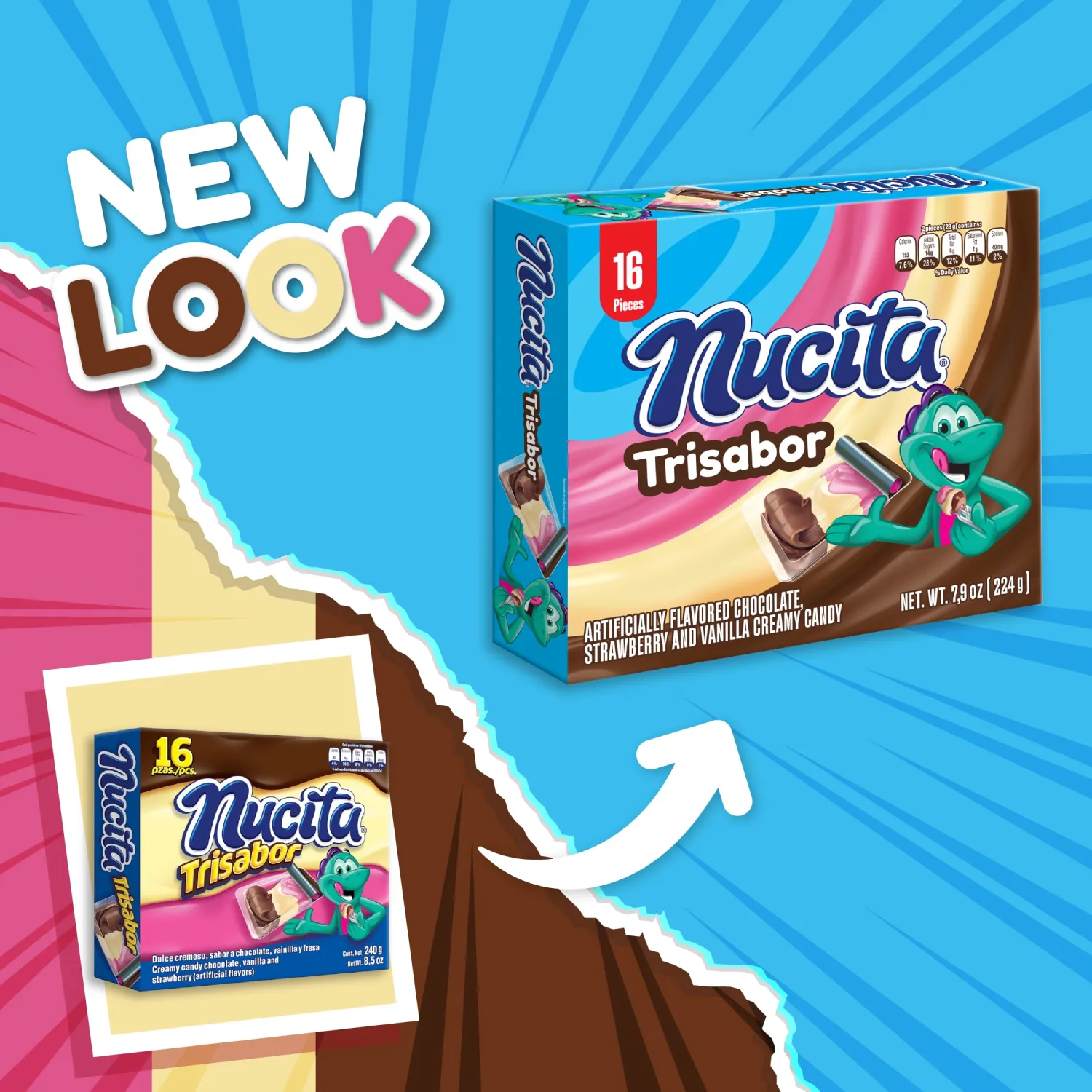 Nucita Trisabor Box | Creamy Candy for Children | Chocolate, Vanilla & Strawberry Flavors | 8.5 Ounce (Pack of 1)