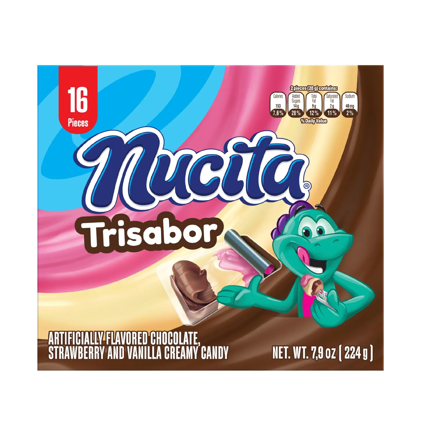 Nucita Trisabor Box | Creamy Candy for Children | Chocolate, Vanilla & Strawberry Flavors | 8.5 Ounce (Pack of 1)