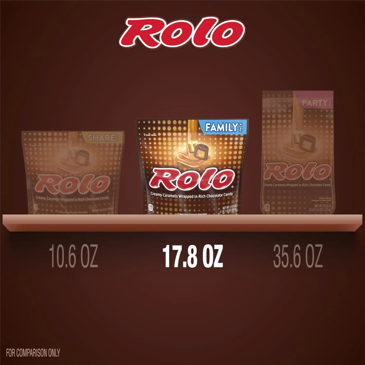 ROLO Rich Chocolate Caramels Candy Family Pack, 17.8 oz