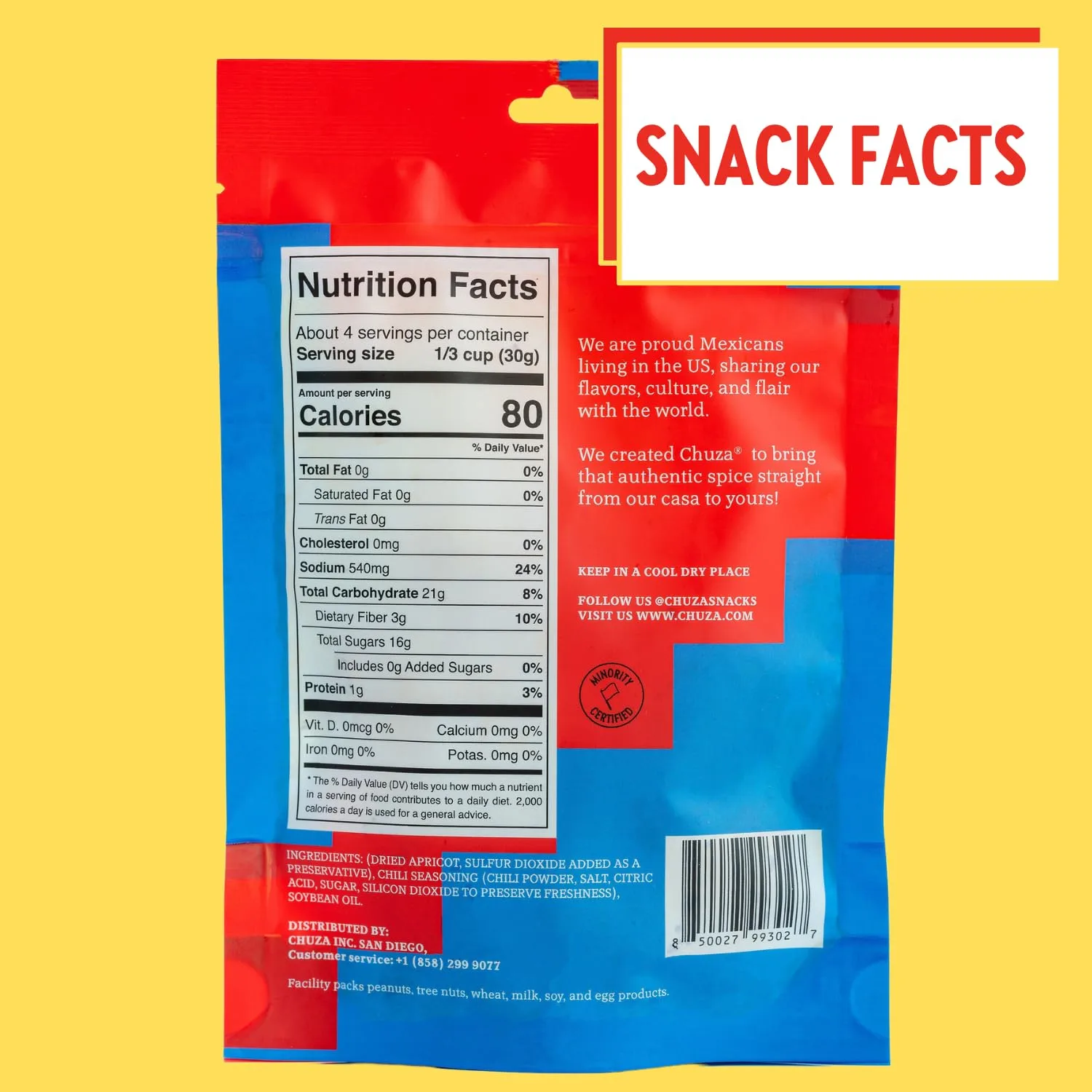 CHUZA Spicy Dried Apricots, Mexican Snacks Chili Apricot Dried Fruit, Spicy Mexican Candy for Adults and Children, Natural Dried Apricots-2 Pack
