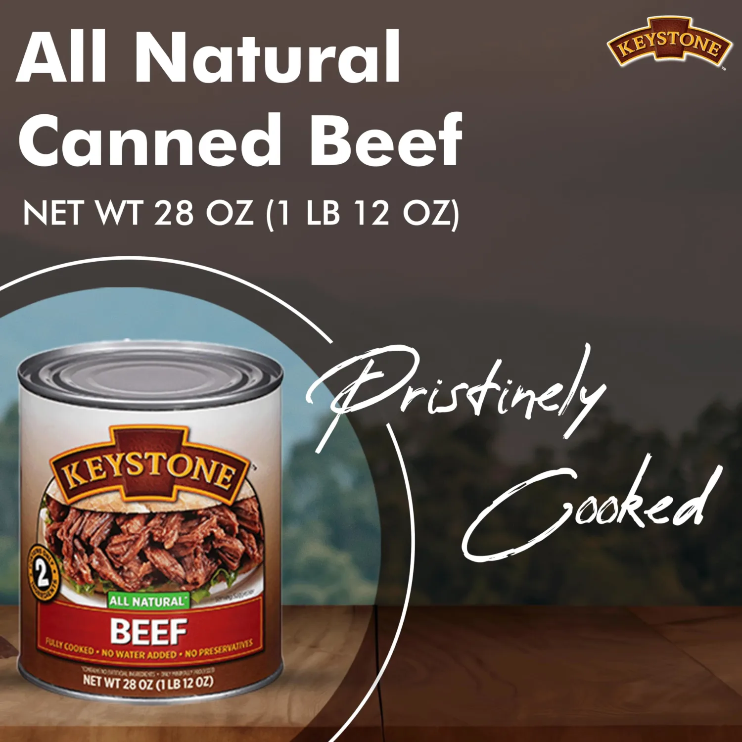 Keystone Meats All Natural Canned Beef 28 Oz Long Shelf Life Emergency Survival Food Canned Meat | Fully Cooked Ready to Eat | Gluten Free Pack of 1