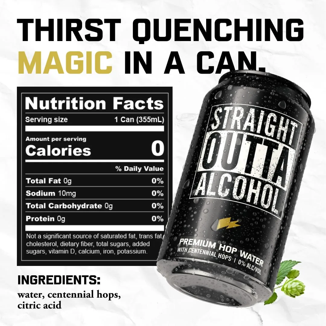 Go Brewing Straight Outta Hop Infused Water - Non Alcoholic Drink - Carbonated Drinking Water - Alcohol-Free Beverage - Centennial Hops Infusion - Beer Alternative - 12 oz (Pack of 12, Original)