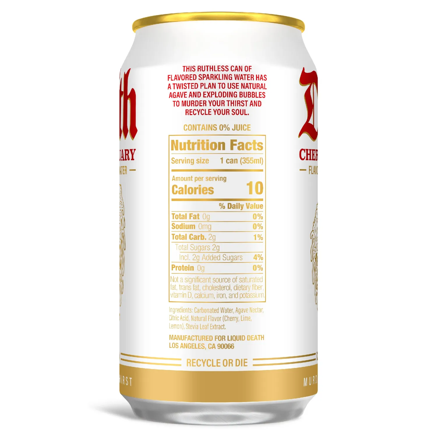 Liquid Death, Cherry Obituary, Cherry-Flavored Sparkling Water, 12-Pack (12oz Cans), Low Calorie & No Artificial Sweeteners