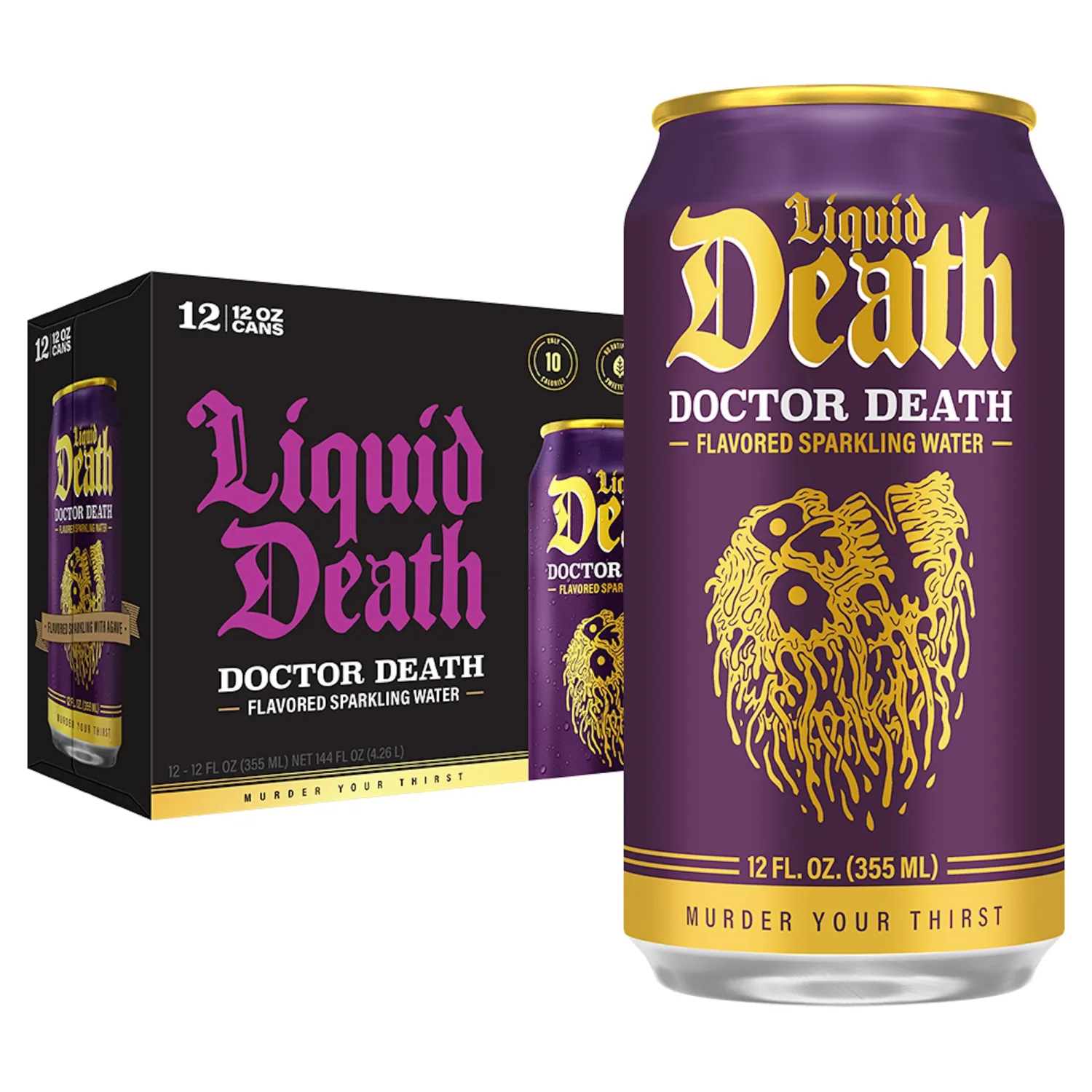 Liquid Death, Doctor Death, Soda-Flavored Sparkling Water, 12-Pack (12oz Cans), Low Calorie & No Artificial Sweeteners