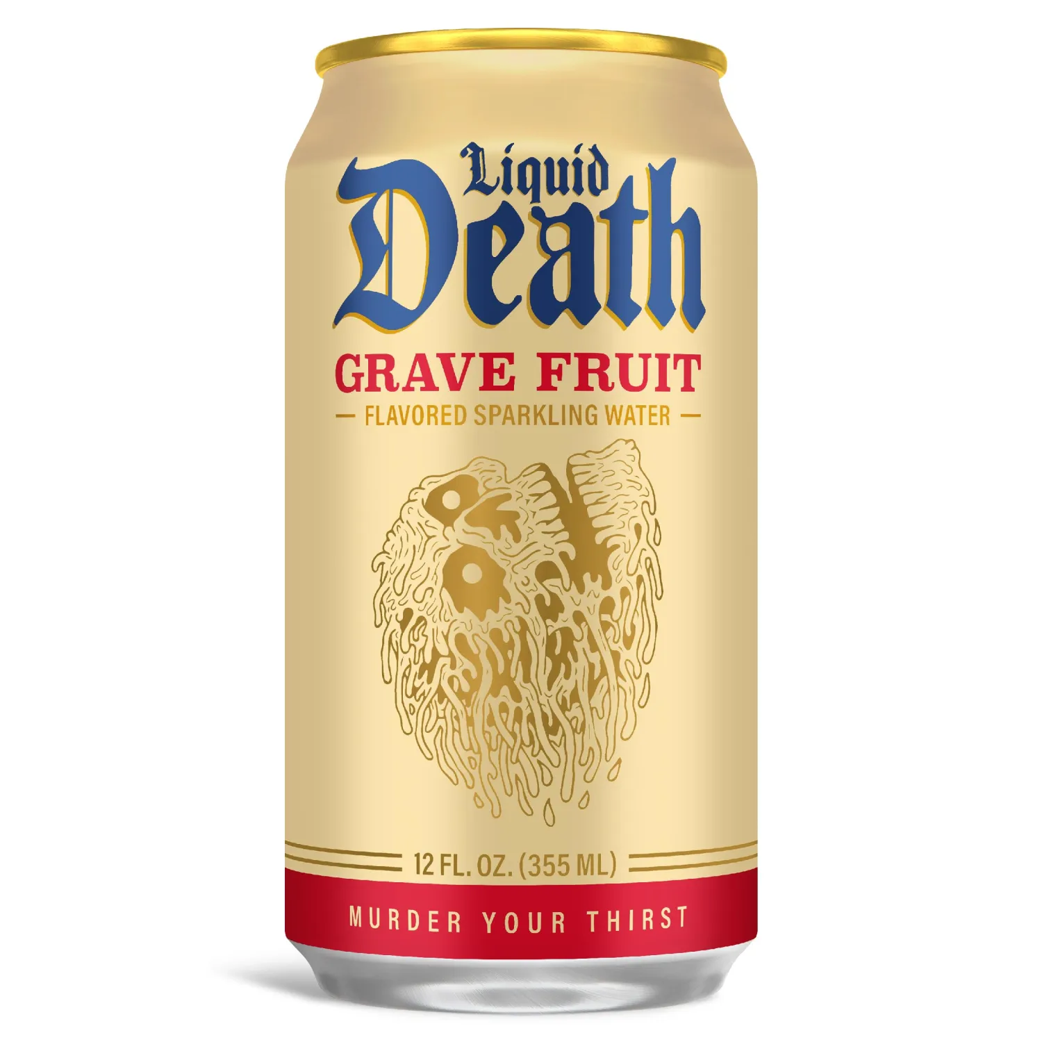 Liquid Death, Grave Fruit, Grapefruit-Flavored Sparkling Water, 12-Pack (12oz Cans), Low Calorie & No Artificial Sweeteners
