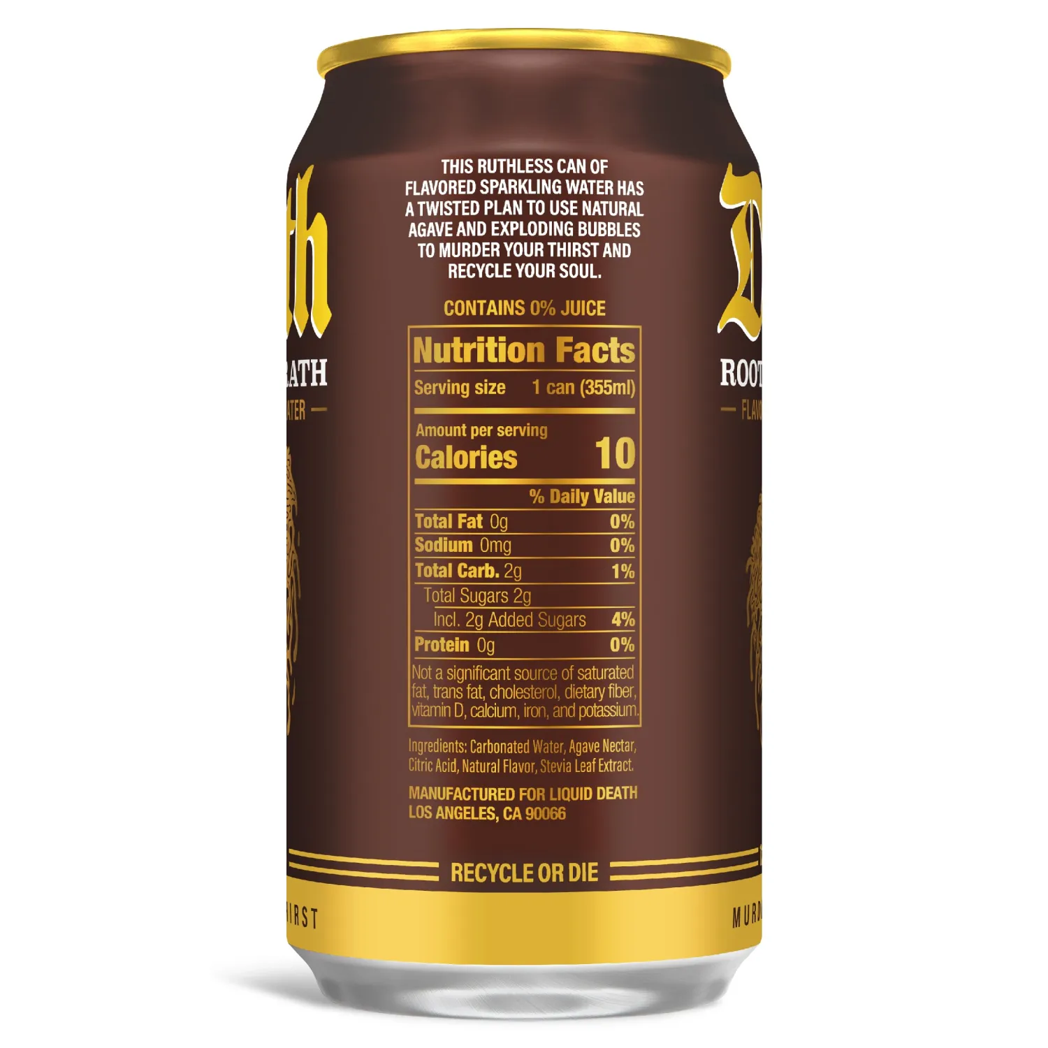 Liquid Death, Rootbeer Wrath, Root Beer-Flavored Sparkling Water, 12-Pack (12oz Cans), Low Calorie & No Artificial Sweeteners