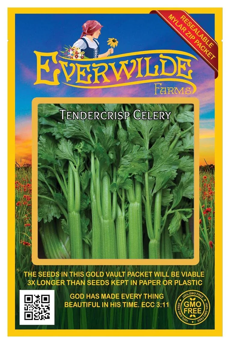 Everwilde Farms - 2000 Tendercrisp Celery Seeds - Gold Vault Jumbo Seed Packet