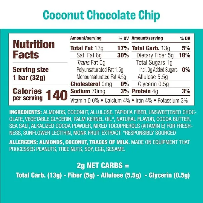 Munk Pack Keto Granola Bar Coconut Cocoa Chip, 1.12 Oz, 4 Ct