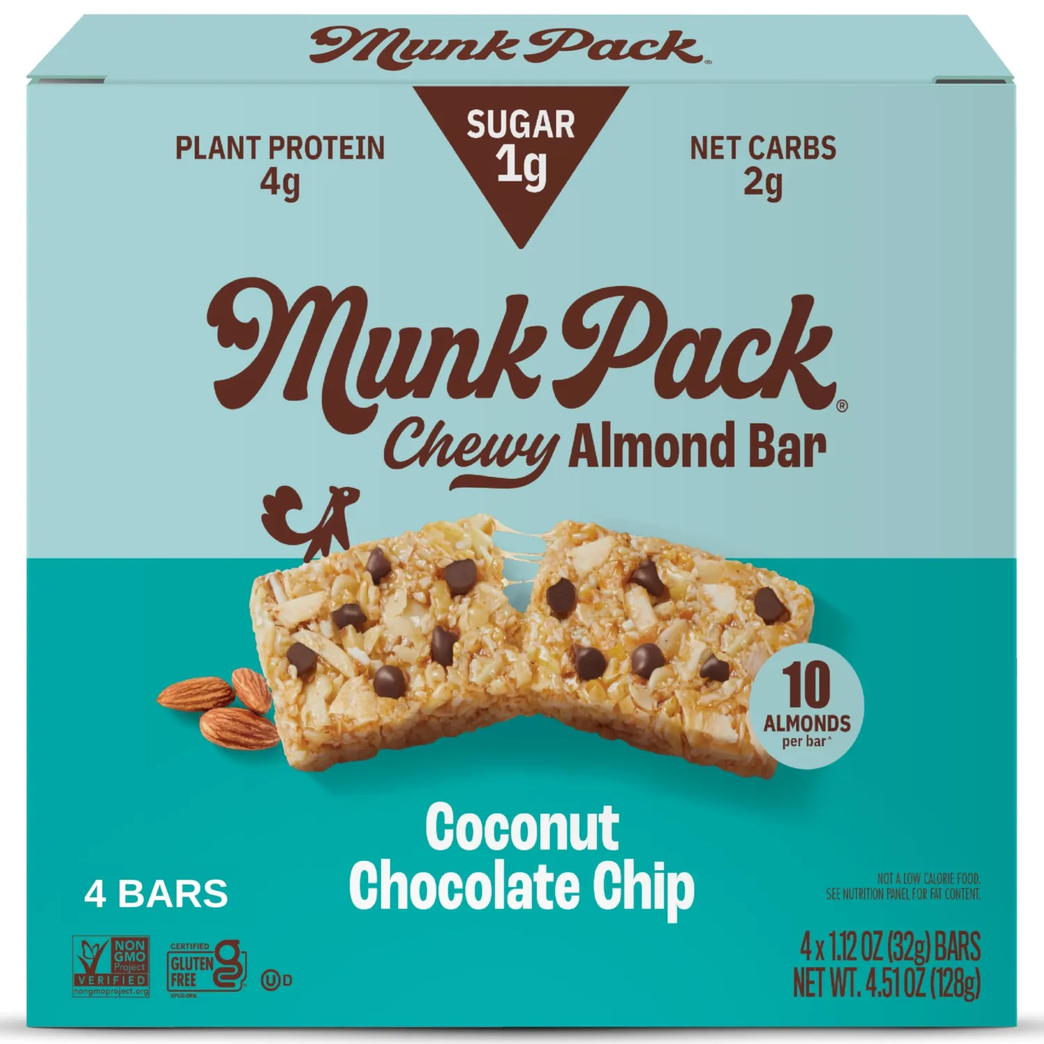 Munk Pack Keto Granola Bar Coconut Cocoa Chip, 1.12 Oz, 4 Ct