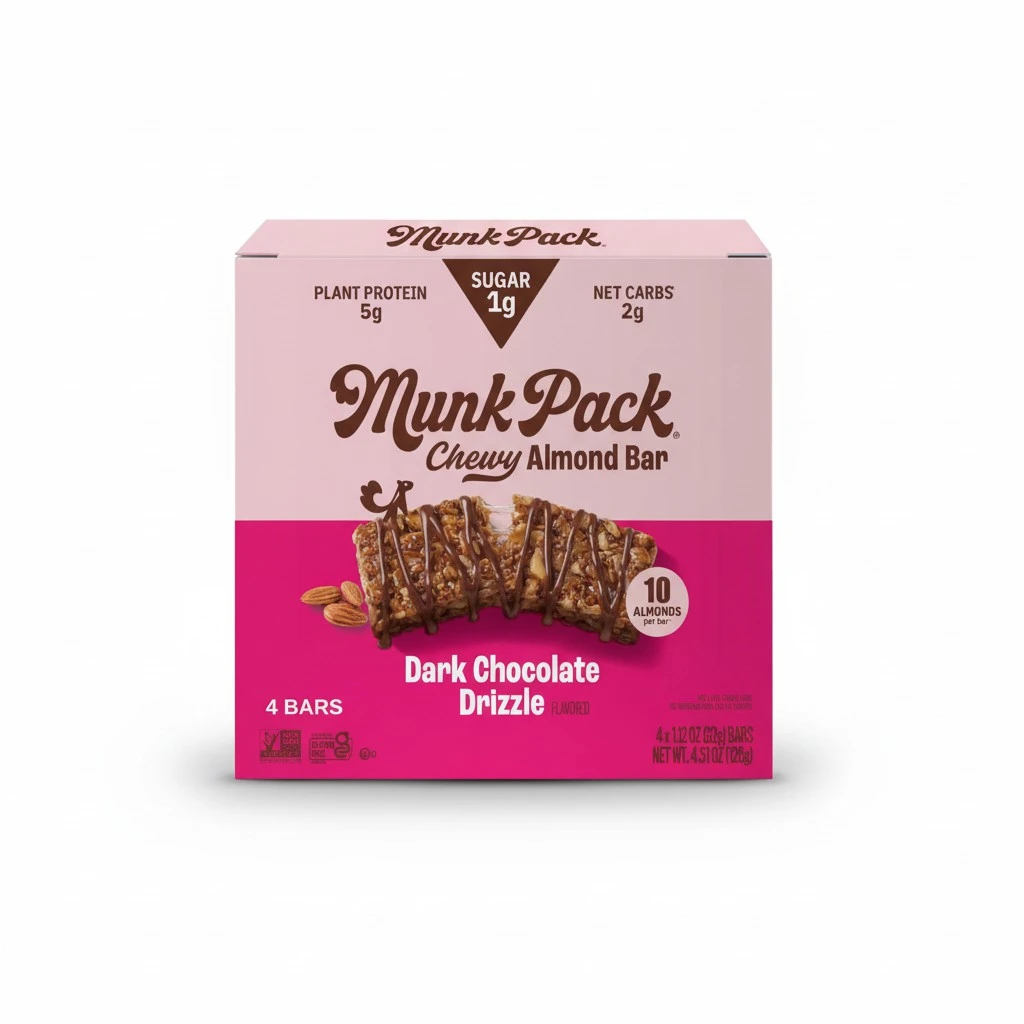 Munk Pack Keto Granola Bar Dark Chocolate Cocoa, 1.12 Oz, 4 Ct