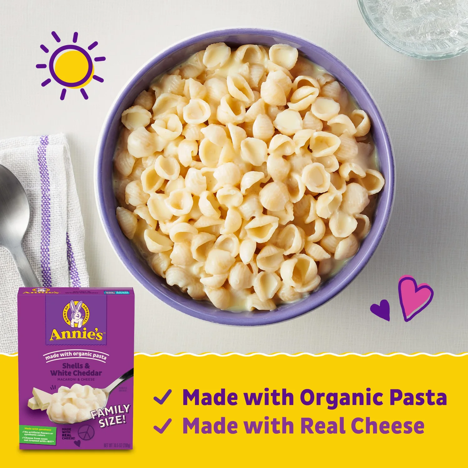 Annie’s White Cheddar Shells Macaroni & Cheese Dinner with Organic Pasta, 10.5 OZ (Pack of 6)