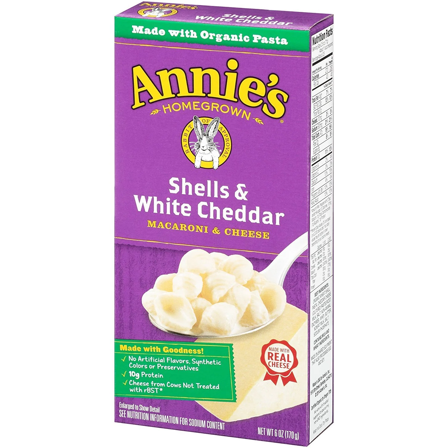 Annie's Homegrown Macaroni & Cheese, Shells & White Cheddar, 6 oz (170 g)