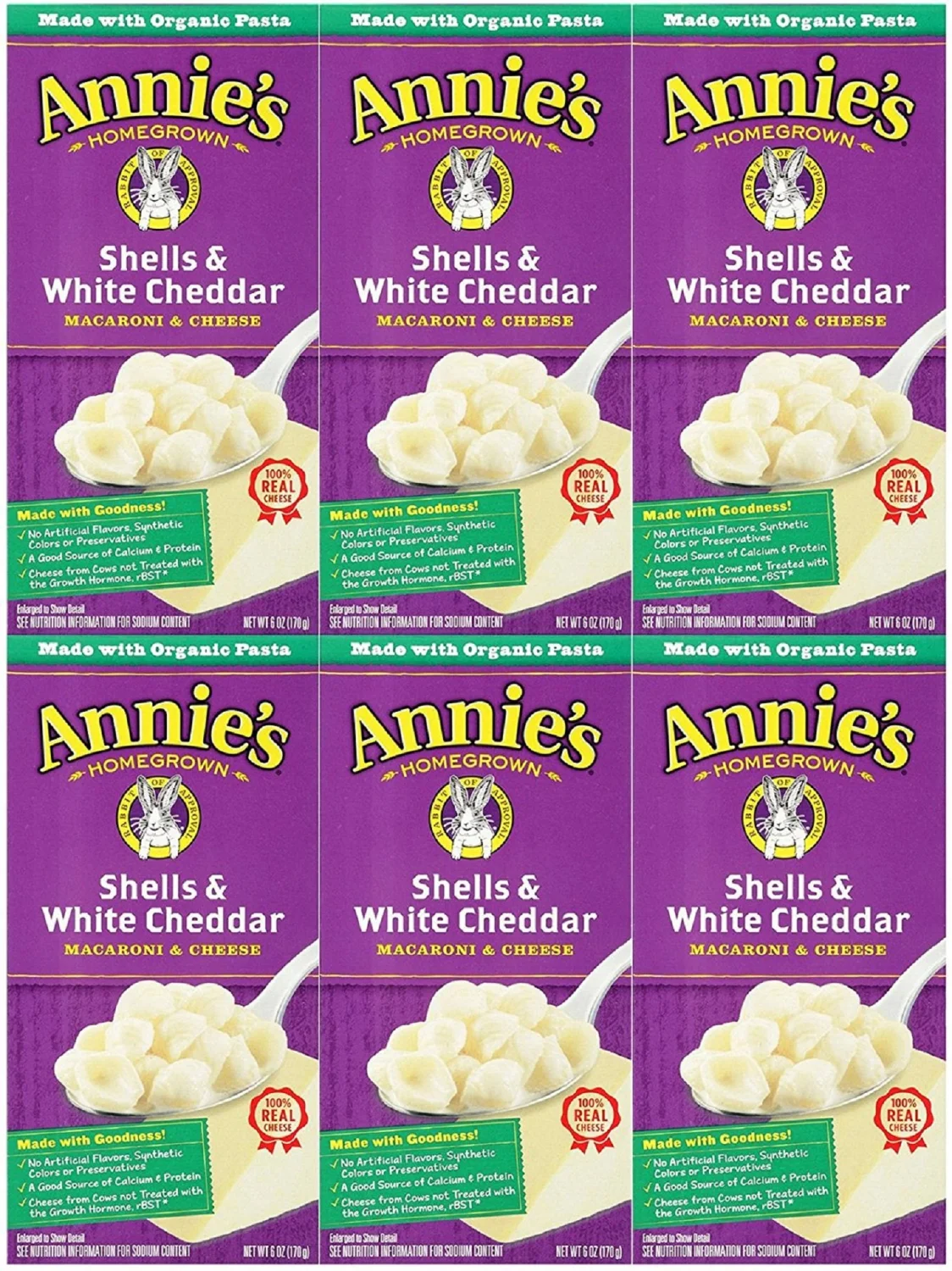 Annie's Homegrown Macaroni & Cheese, Shells & White Cheddar, 6 oz (170 g)