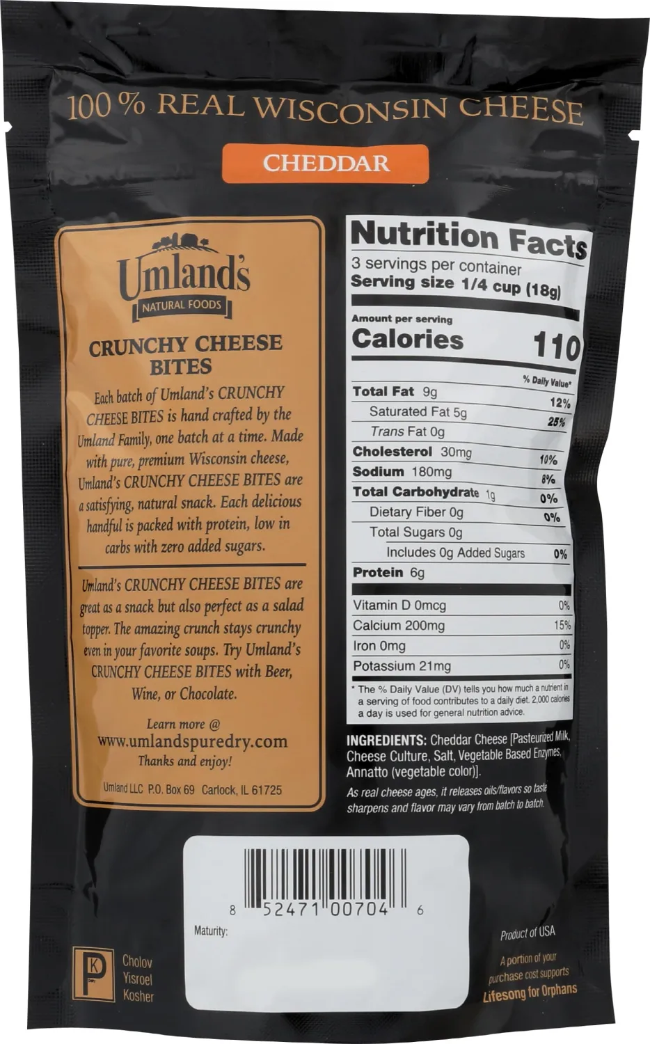 Umland's Crunchy Cheddar Cheese Bites, 1.9 OZ