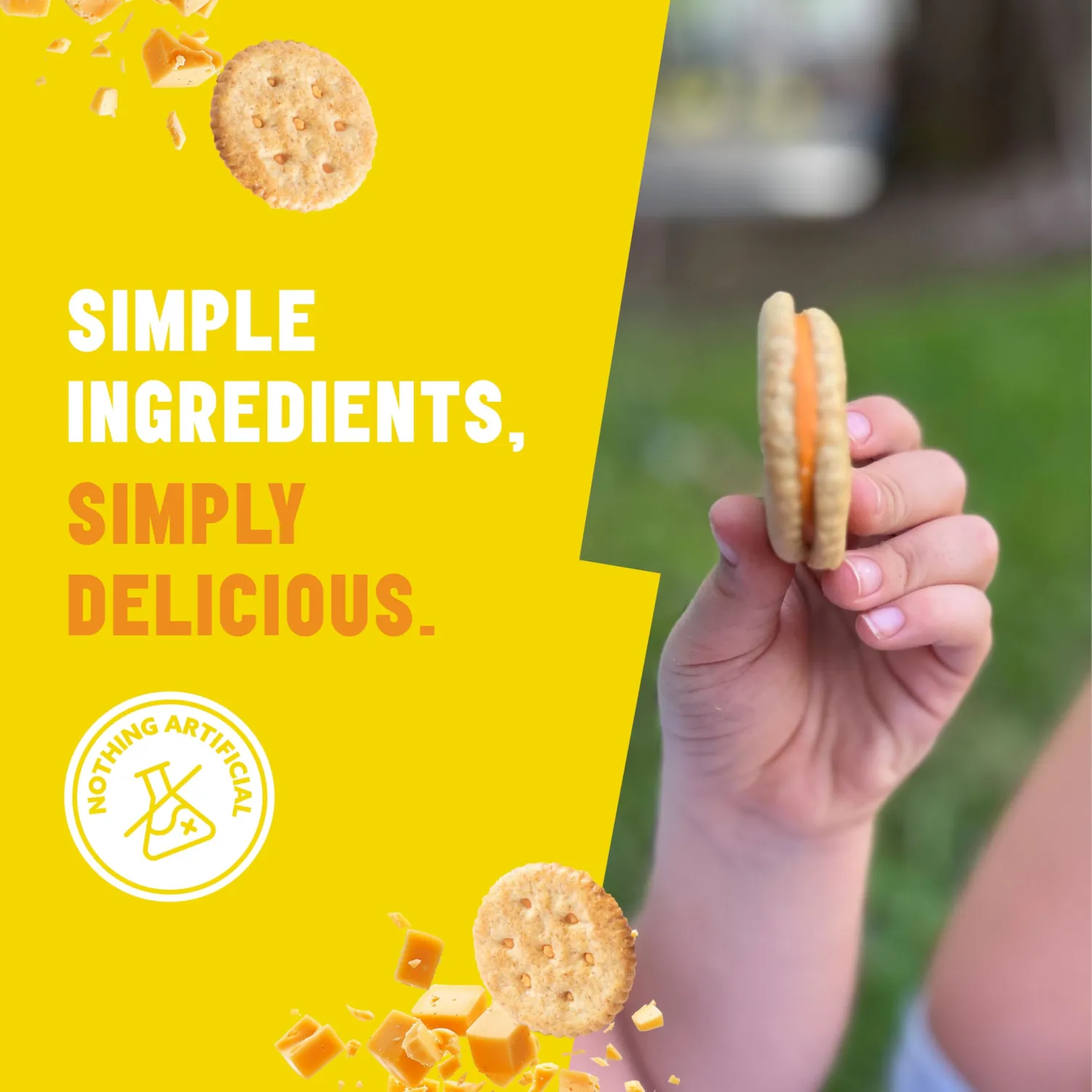 Mavericks Sandwich Crackers Cheddar - Cheese Crackers, Snack Crackers, Whole Grain Sandwich Cracker Snacks, Cheese Filled Cracker Sandwiches, Non-GMO - 7 oz Box (1 Pack)