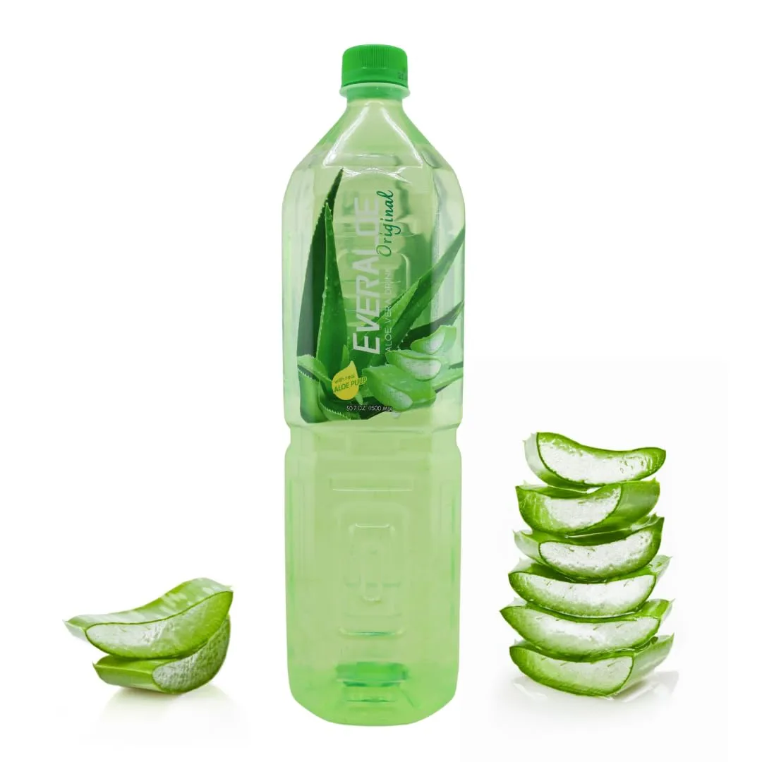 (Pack of 1) EverAloe Original ALOE VERA Drink || Real Aloe Pulp || Vegan || Gluten Free || Aloe Vera Juice