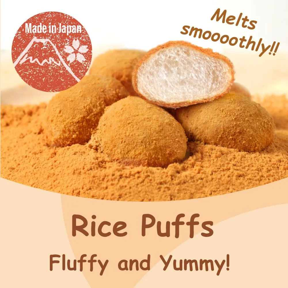 Echigo Seika, Funwari Meijin Fluffy Rice Puff, Kinako Flavor | Snack Size, Asian Rice Snacks | Authentic Product of Japan (1 pack, Sweet Soybean Powder)
