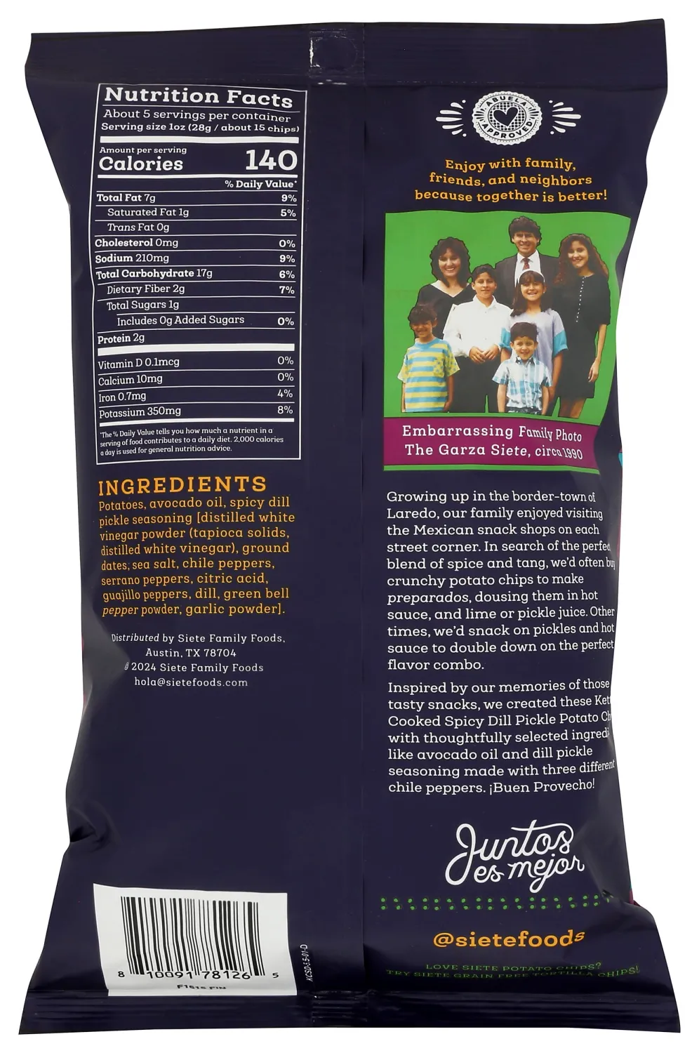 SIETE FAMILY FOODS Spicy Dill Pickle Potato Chips, 5.5 OZ