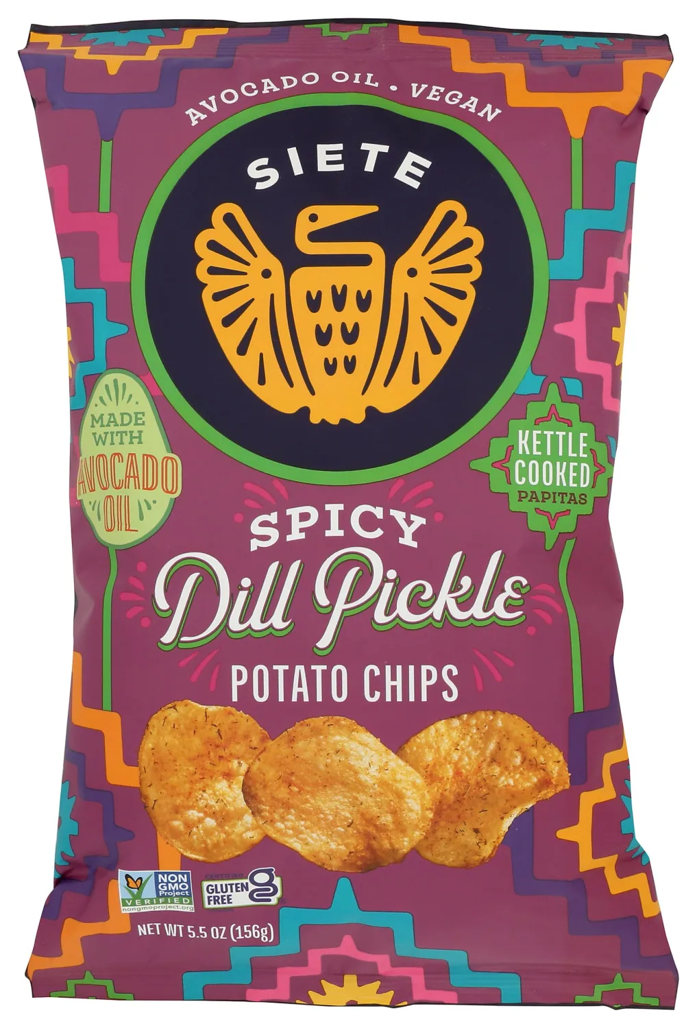 SIETE FAMILY FOODS Spicy Dill Pickle Potato Chips, 5.5 OZ