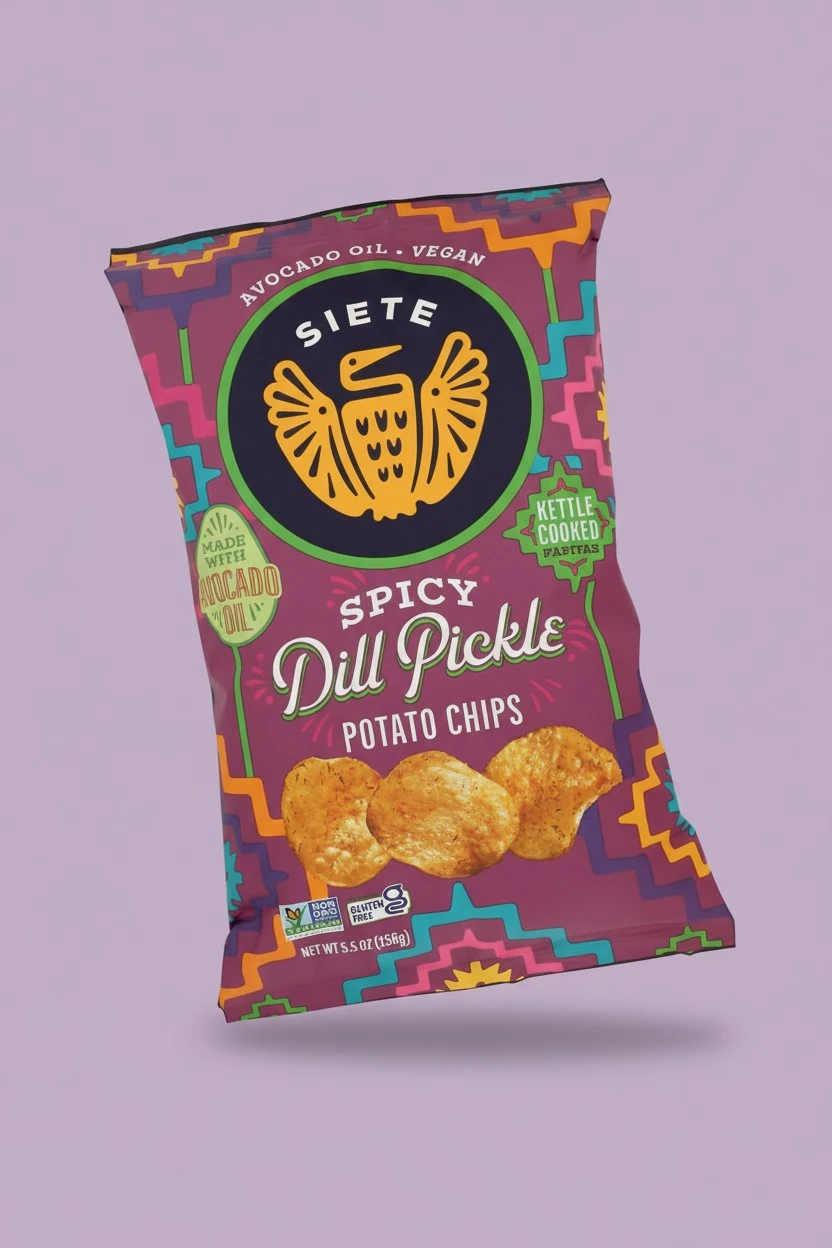 SIETE FAMILY FOODS Spicy Dill Pickle Potato Chips, 5.5 OZ