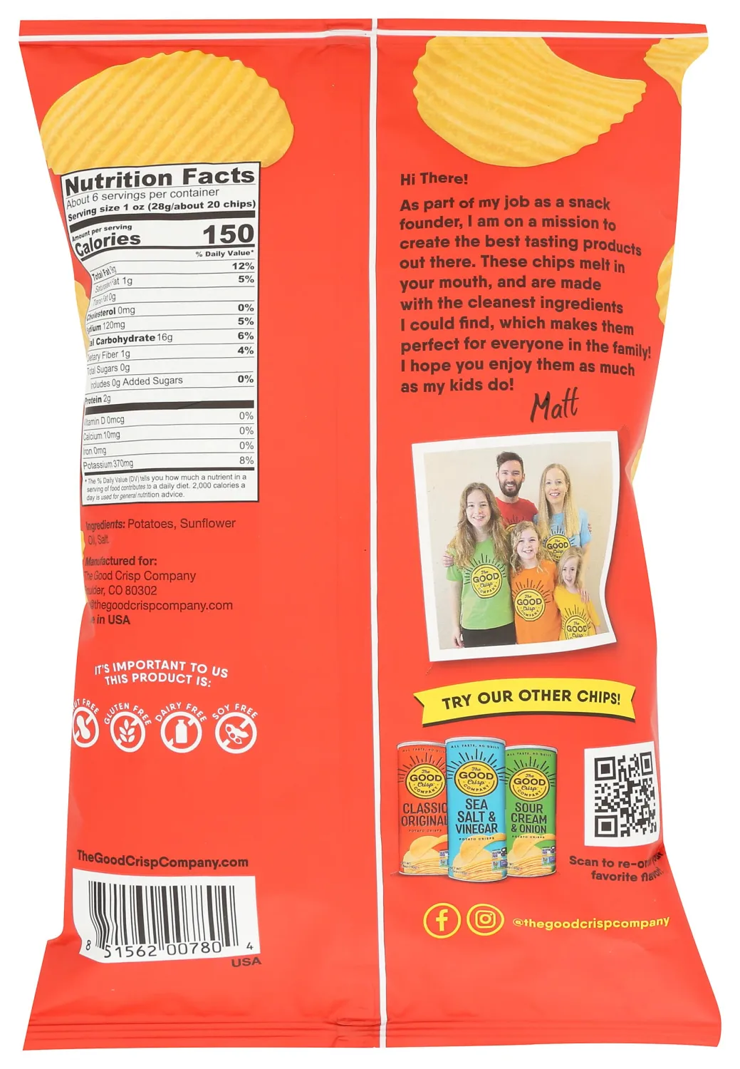 THE GOOD CRISP COMPANY Original Crinkle Cut Potato Chips, 5.5 OZ