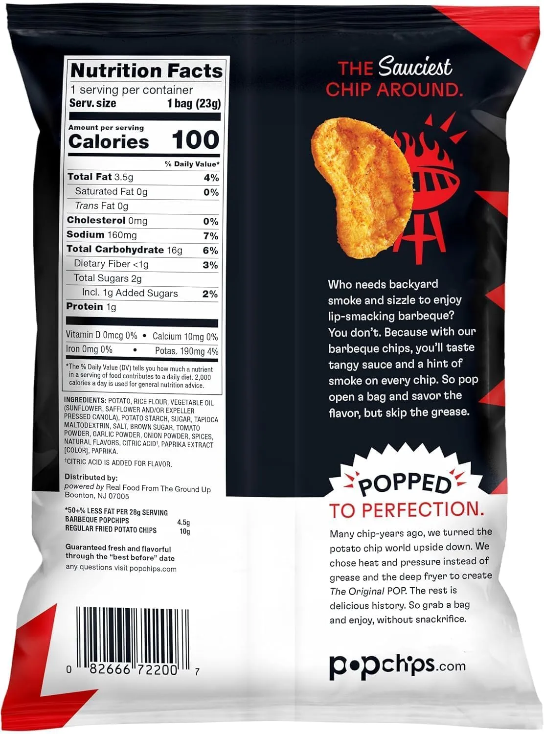 Popchips Potato Snack Chips, Barbeque, 5 oz
