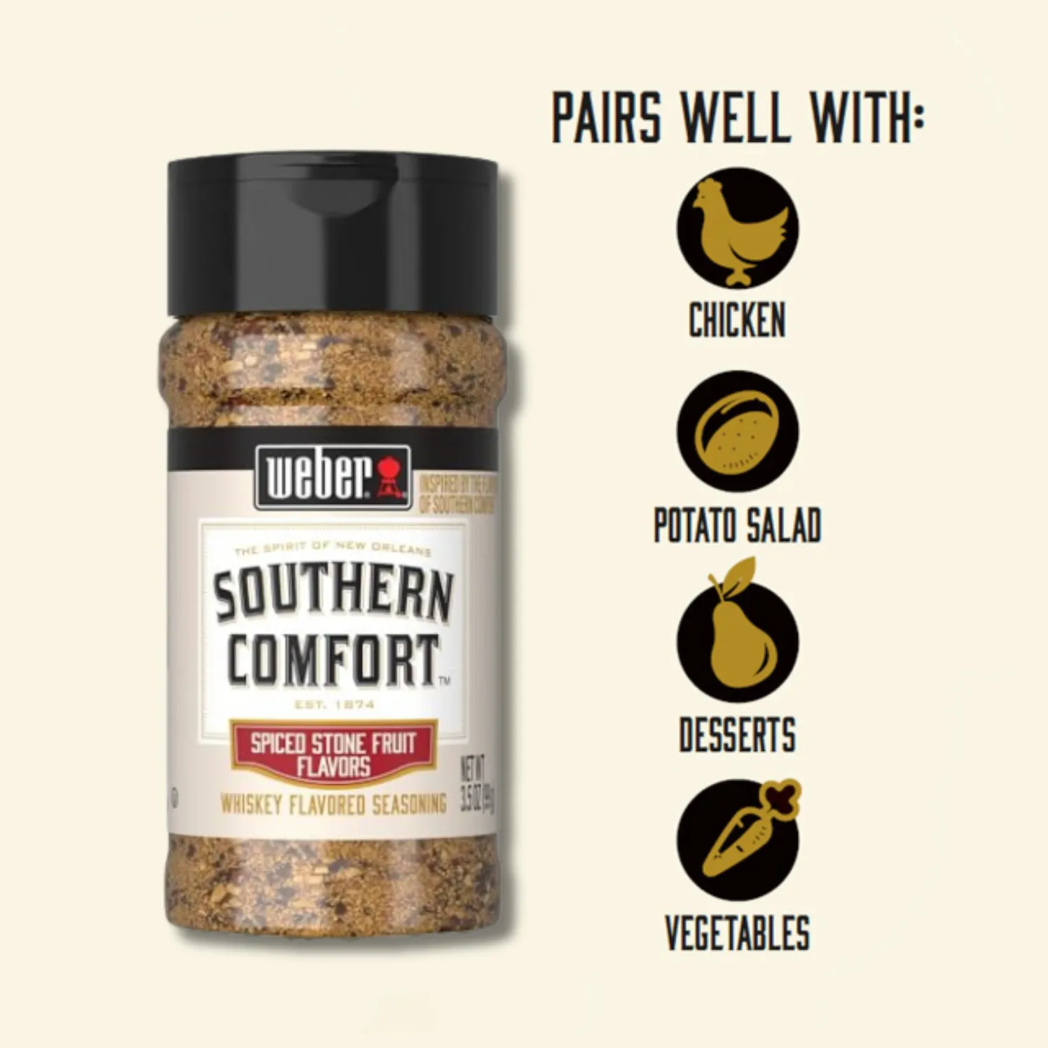 Weber Southern Comfort Whiskey Flavored BBQ Seasoning, 3.5 Ounce