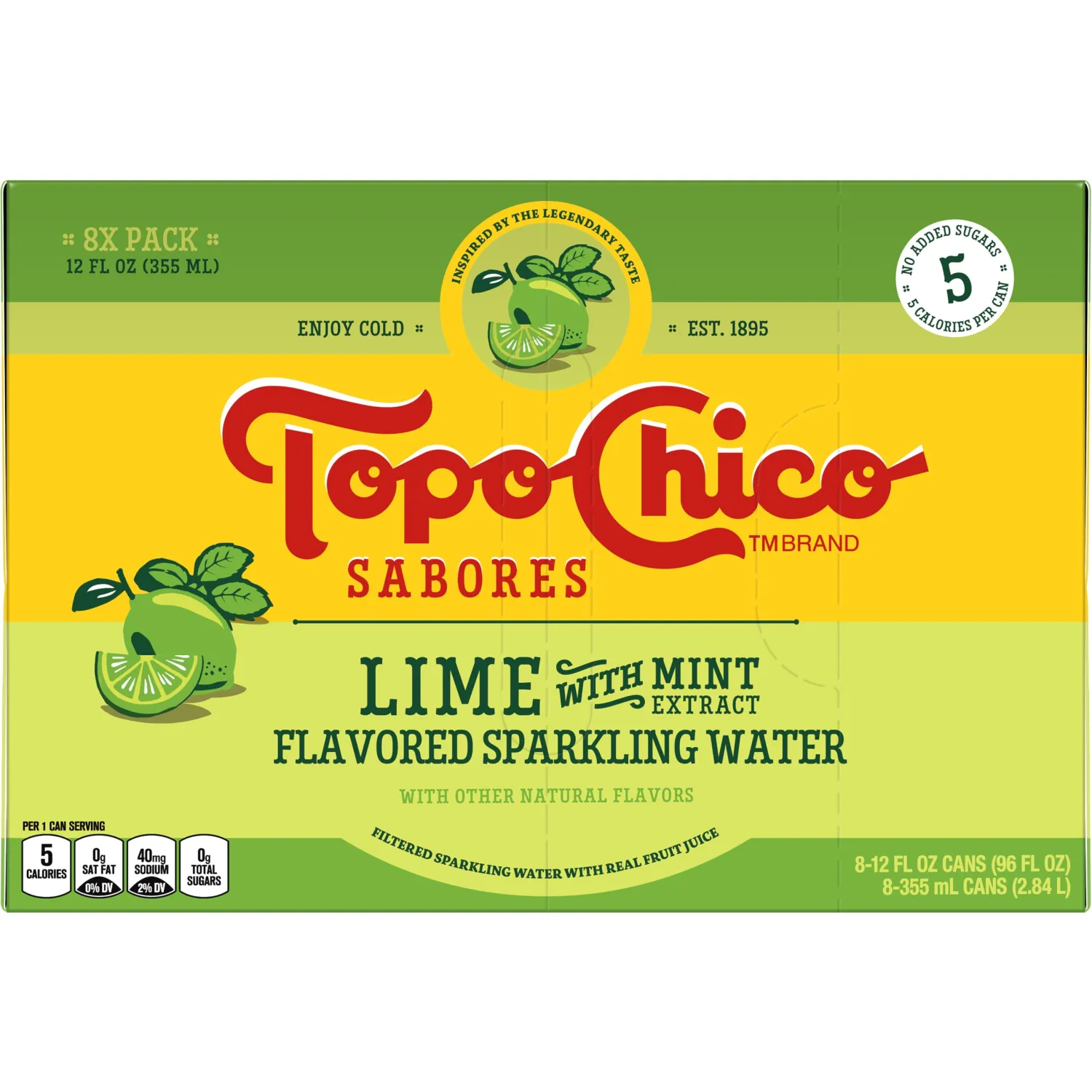 Topo Chico Sabores Lime with Mint Extract 12oz 8pk