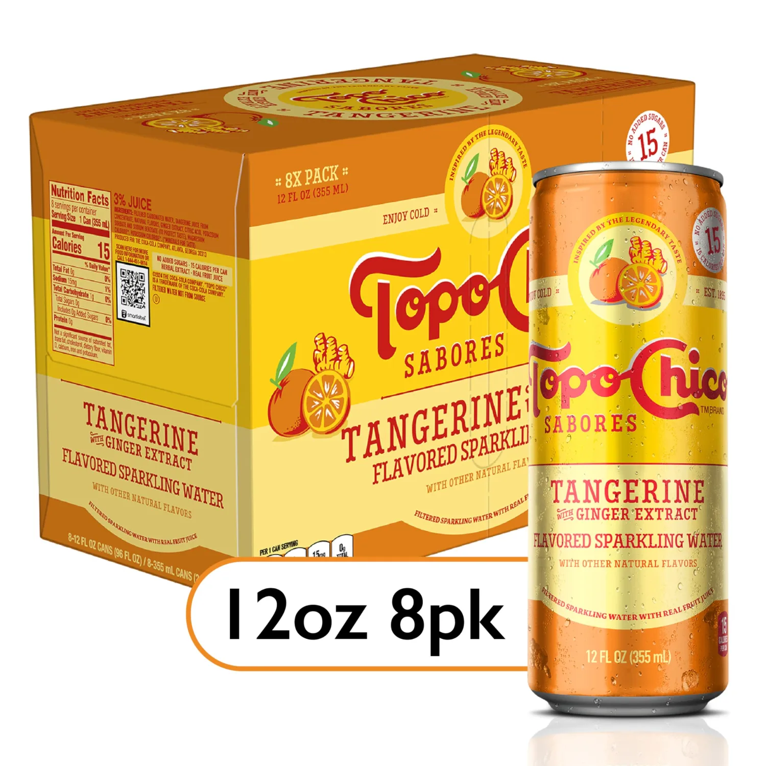 Topo Chico Sabores Tangerine with Ginger Extract 12oz 8pk