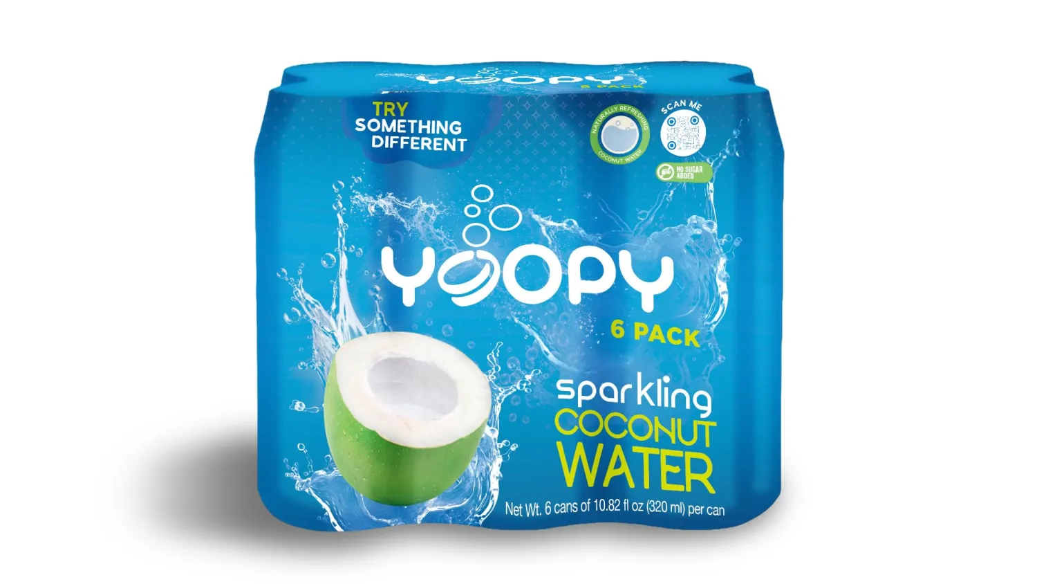 Yoopy Sparkling Coconut Water – 6 Pack (10.82 oz Cans) – Natural, No Sugar Added, No Additional Flavors, Mineralized & Highly Refreshing, Drink it Ice Cold