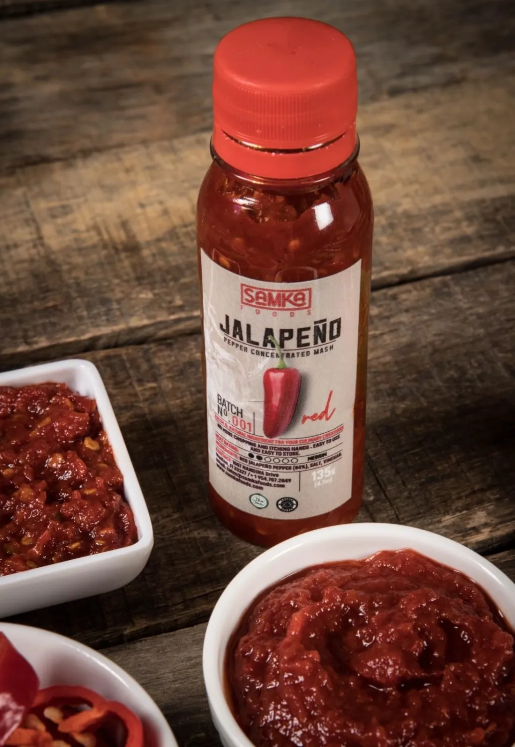 Samka Foods Red Jalapeño Pepper Concentrated Puree Sauce, Hot, Natural Spicy Paste - 135 g