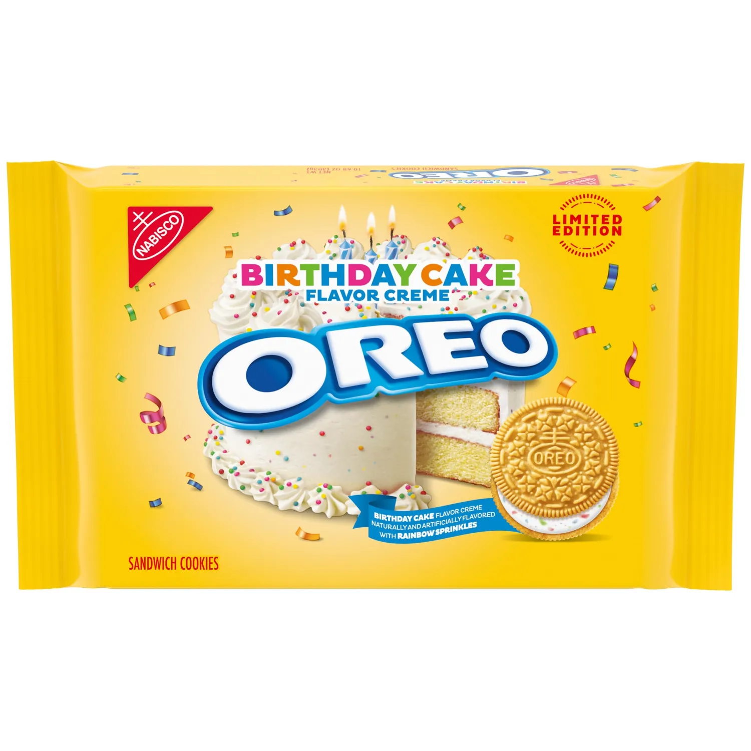 OREO Golden Birthday Cake Creme Sandwich Cookies, Limited Edition, 10.68 oz