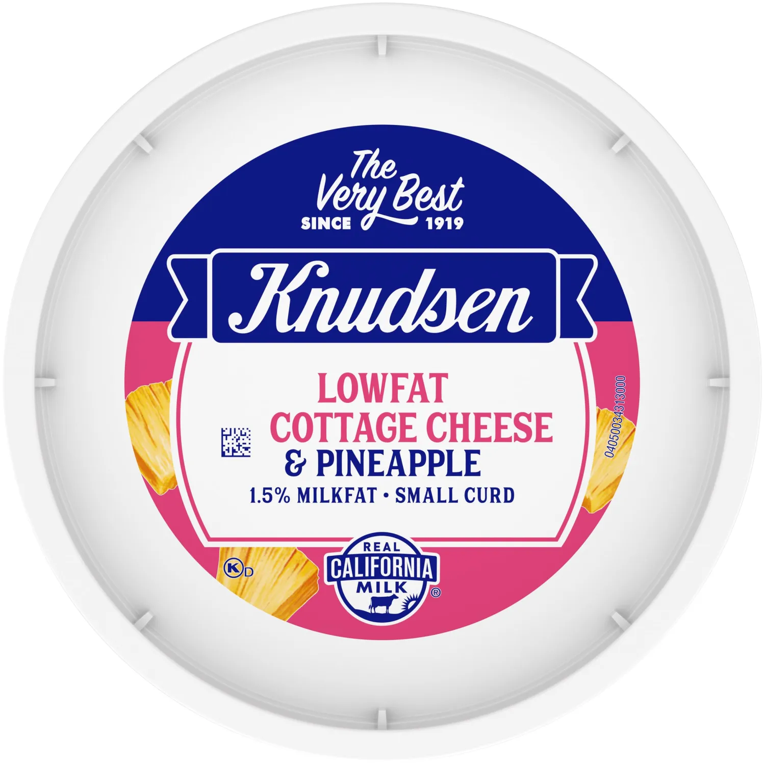 Knudsen Lowfat Small Curd Cottage Cheese & Pineapple with 1.5% Milkfat (16 oz Tub)